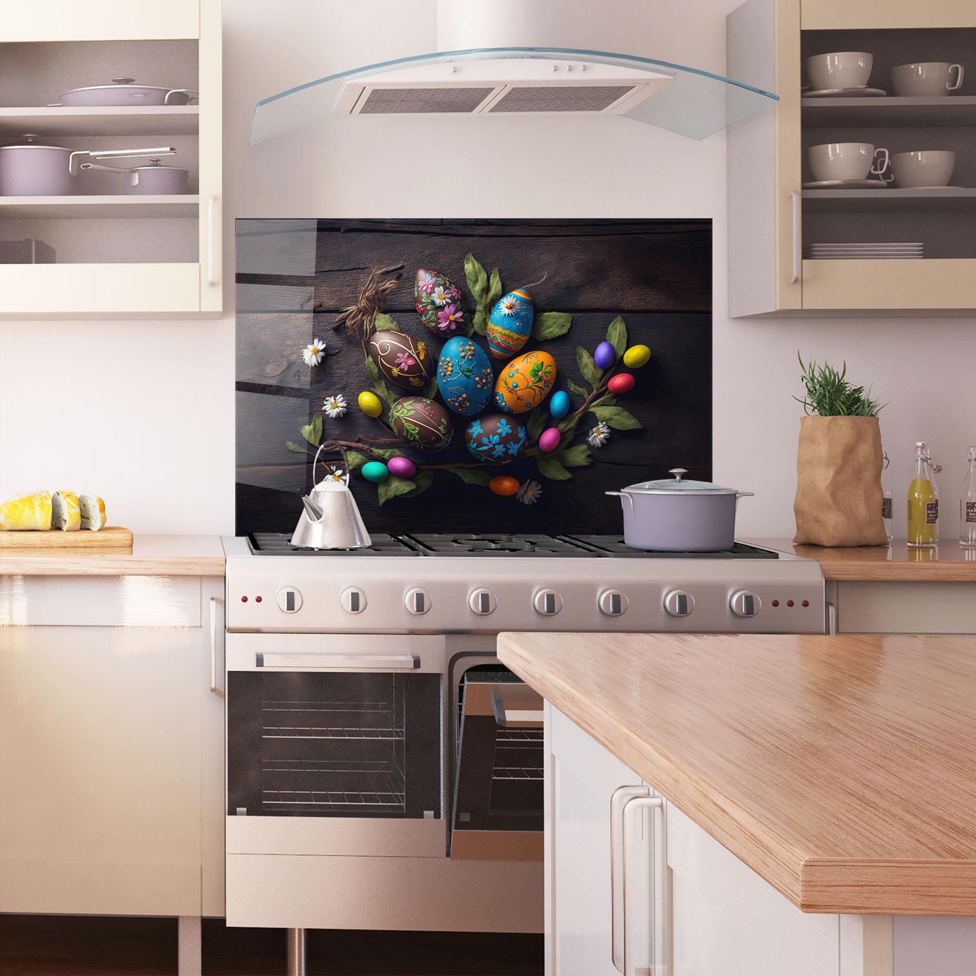Konyhai üveg hátfal Colorful Easter Decarations mockup 1