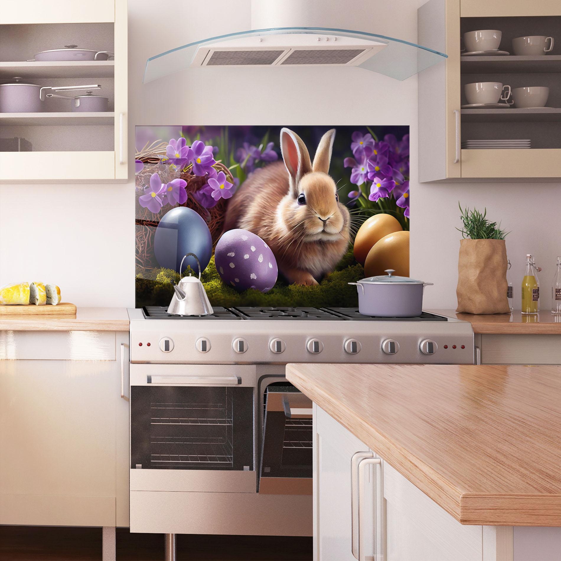 Konyhai üveg hátfal Cute Easter Rabbit mockup 1