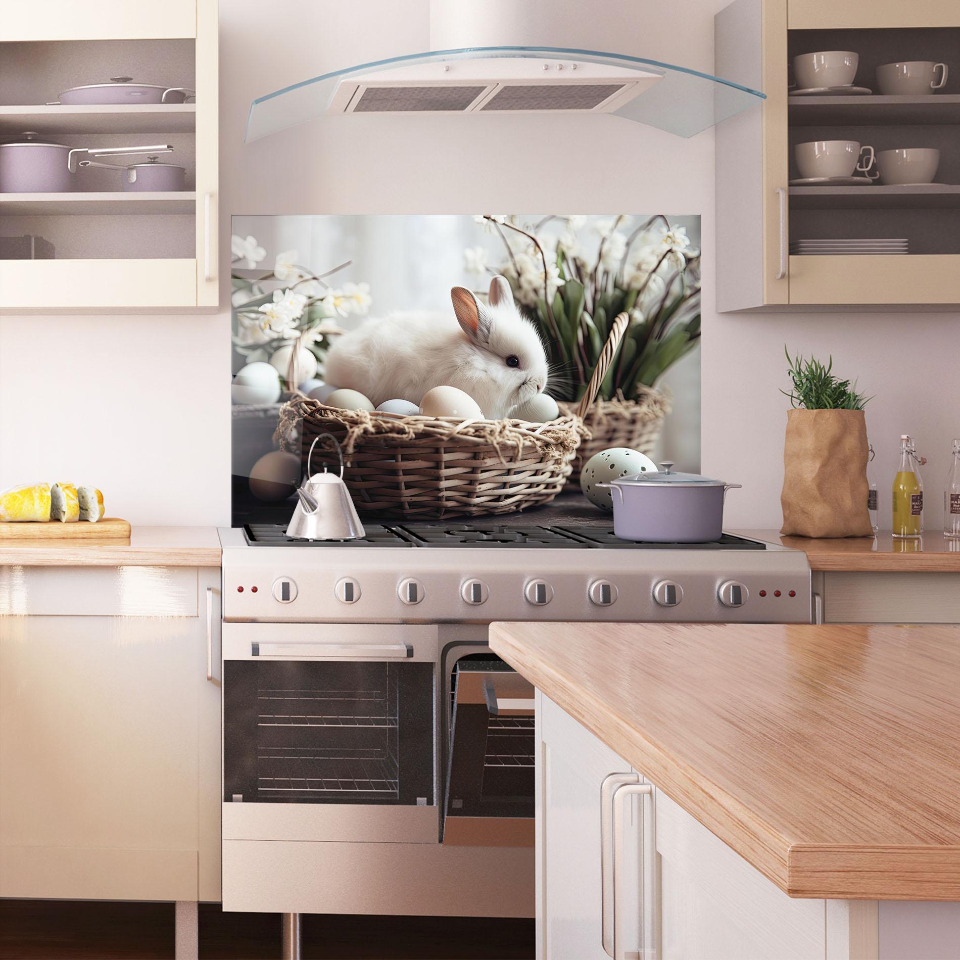 Konyhai üveg hátfal Cute White Easter Eggs mockup 1