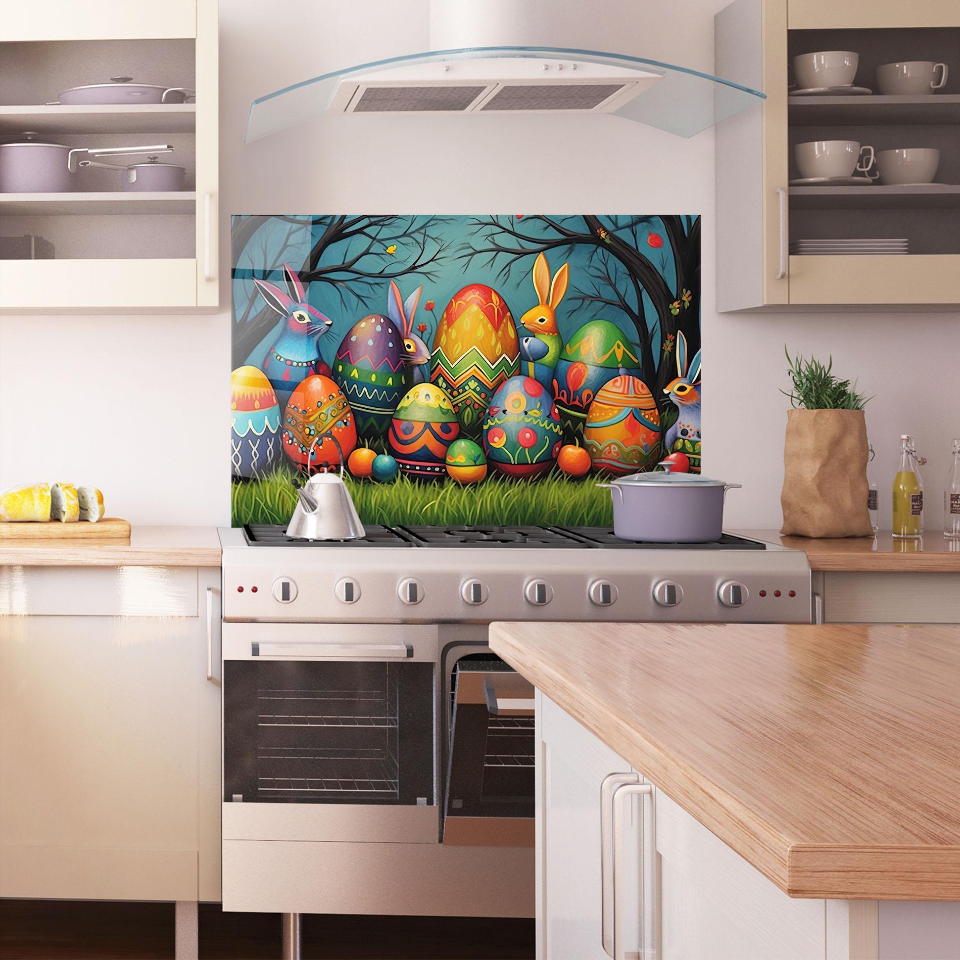 Konyhai üveg hátfal Easter Eggs mockup 1