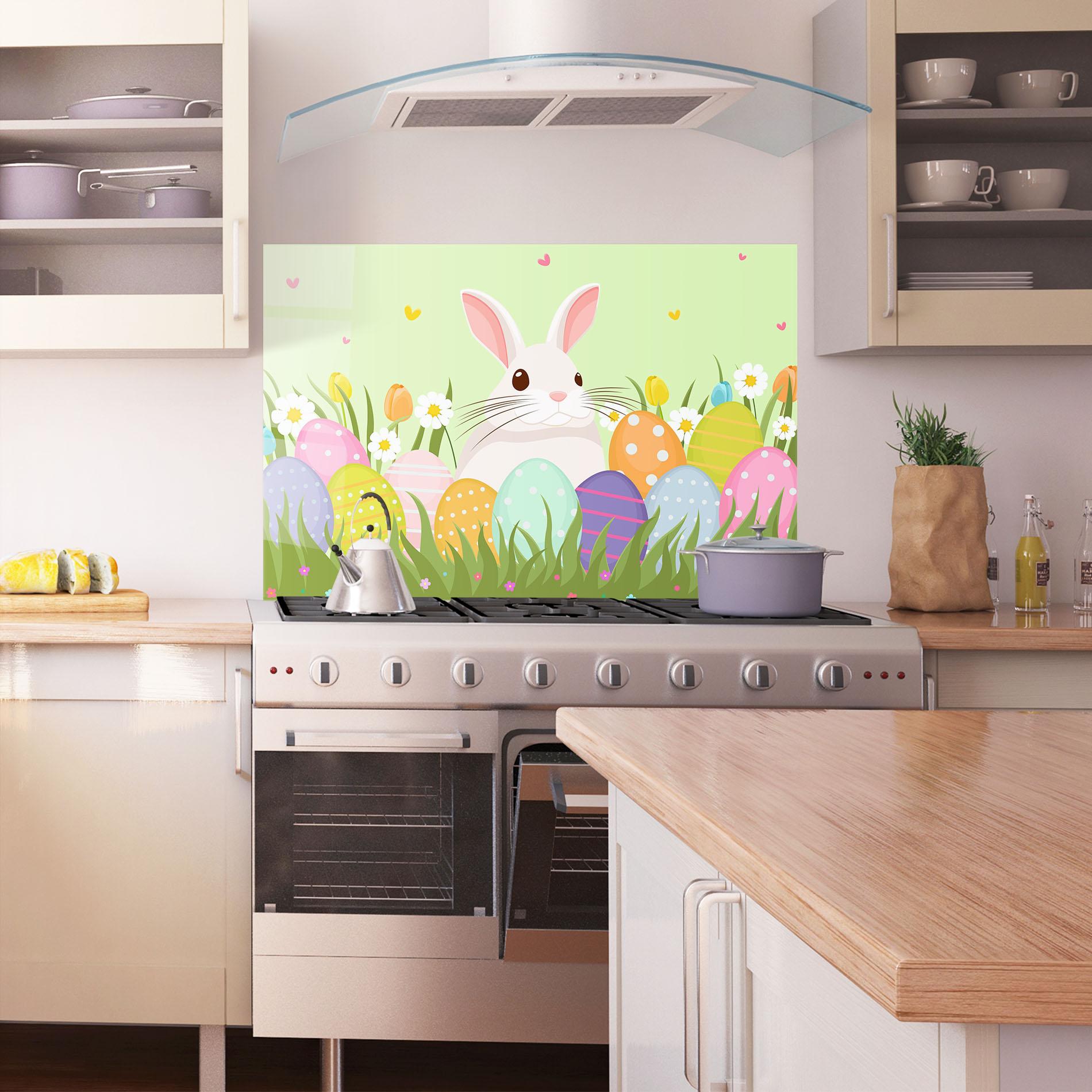 Konyhai üveg hátfal Friendly Rabbit mockup 1