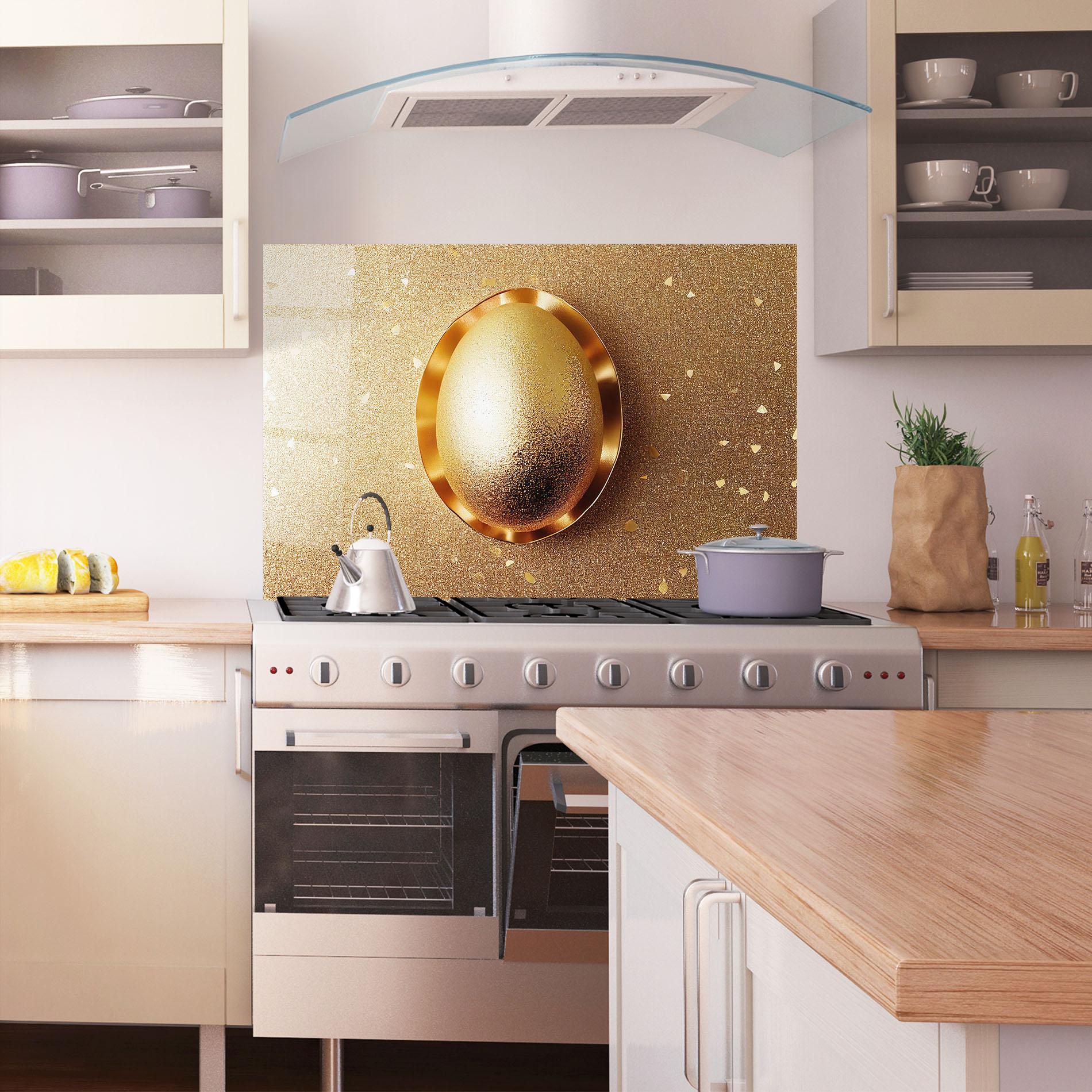 Konyhai üveg hátfal Golden Egg Chocolate mockup 1