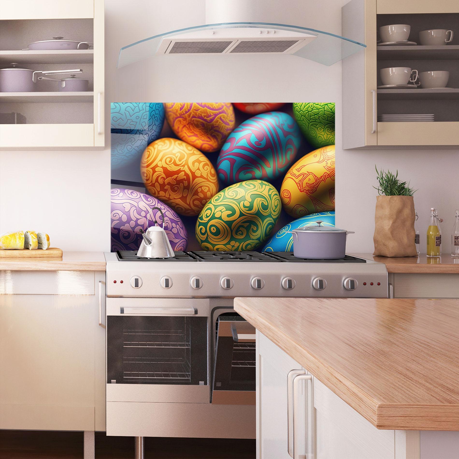 Konyhai üveg hátfal Orange Green Easter Eggs mockup 1