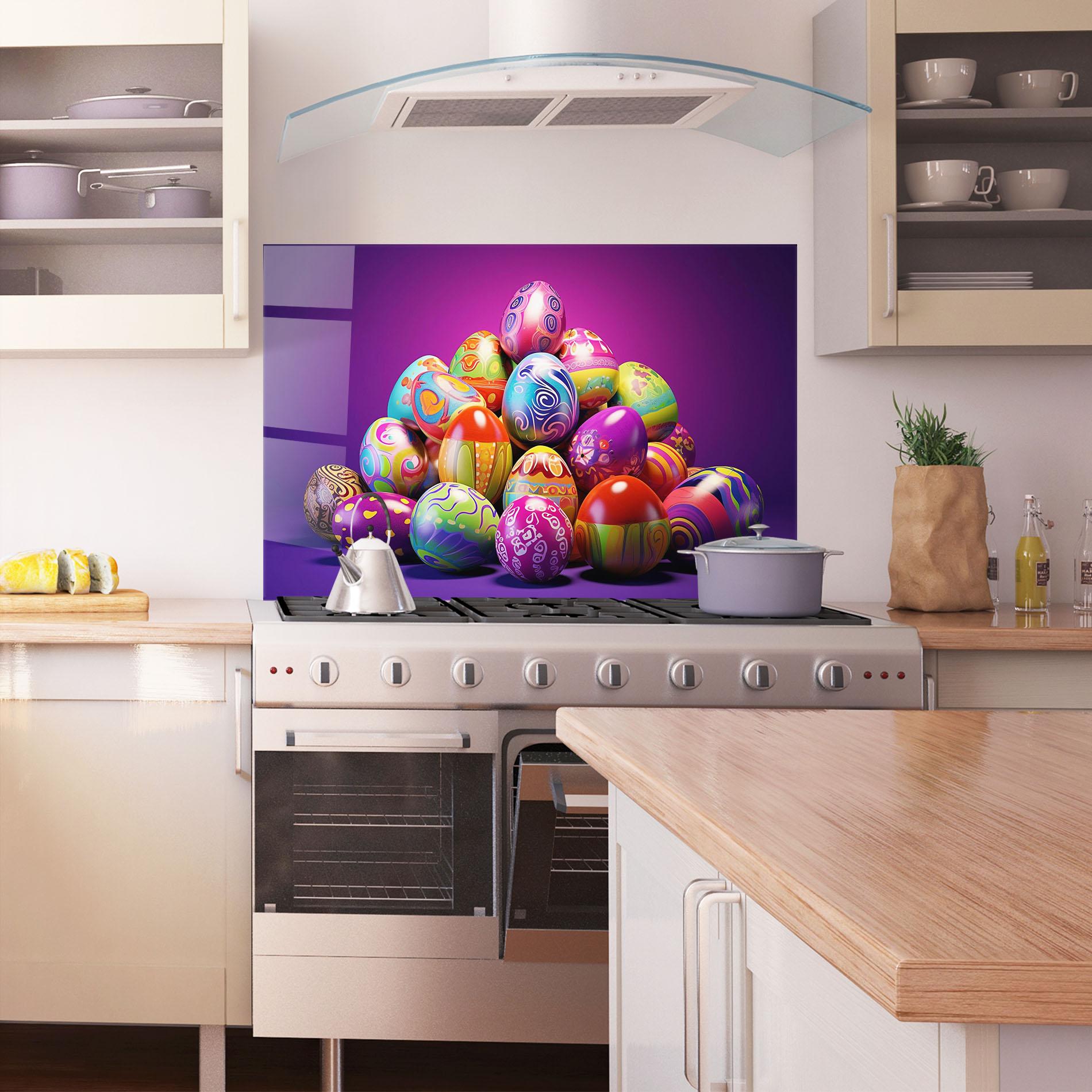 Konyhai üveg hátfal Pile Colorful Eggs mockup 1