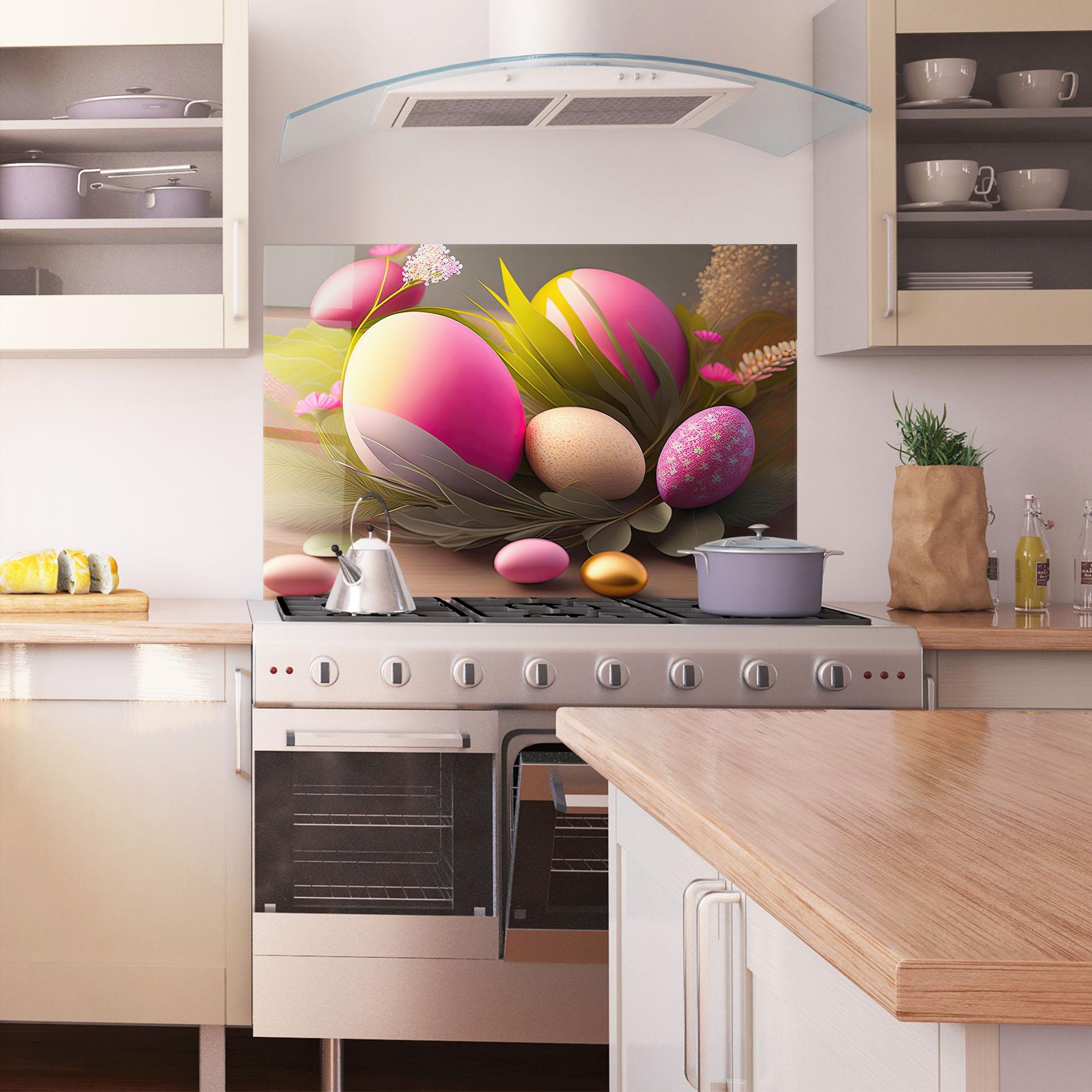 Konyhai üveg hátfal Pink Easter Eggs mockup 1