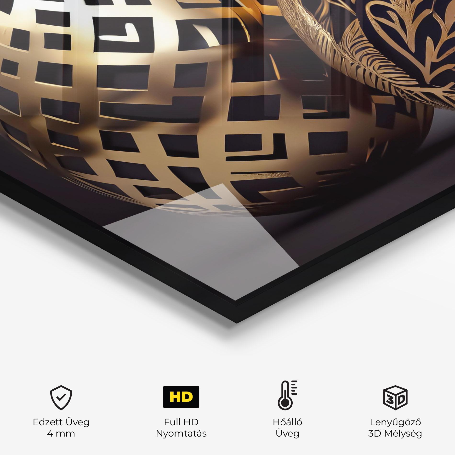 Konyhai üveg hátfal Black Golden Eggs mockup 2