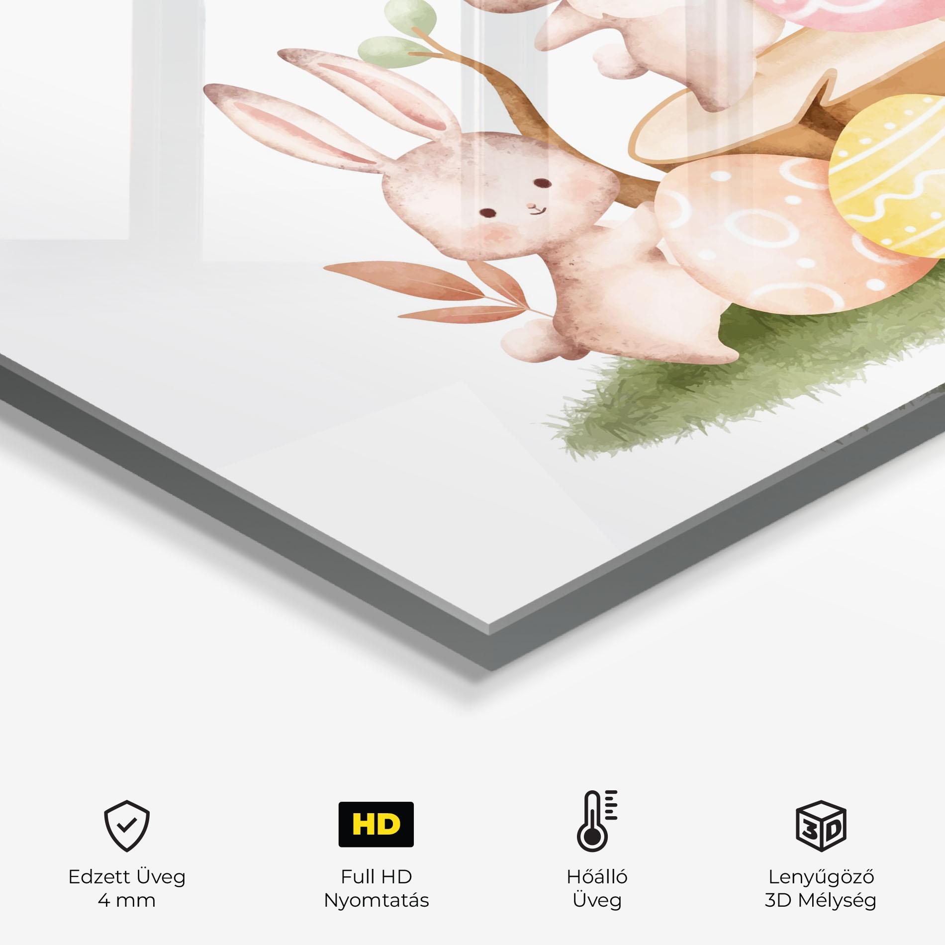 Konyhai üveg hátfal Bunny Friends mockup 2