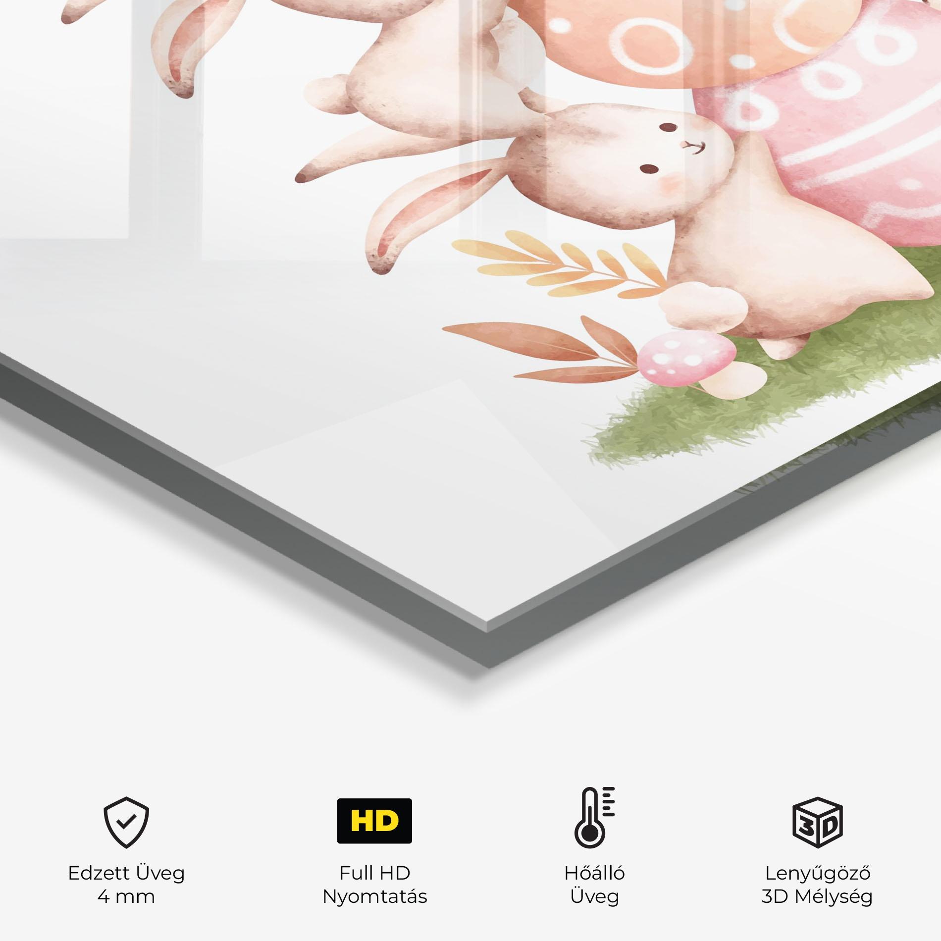 Konyhai üveg hátfal Bunny Playing mockup 2