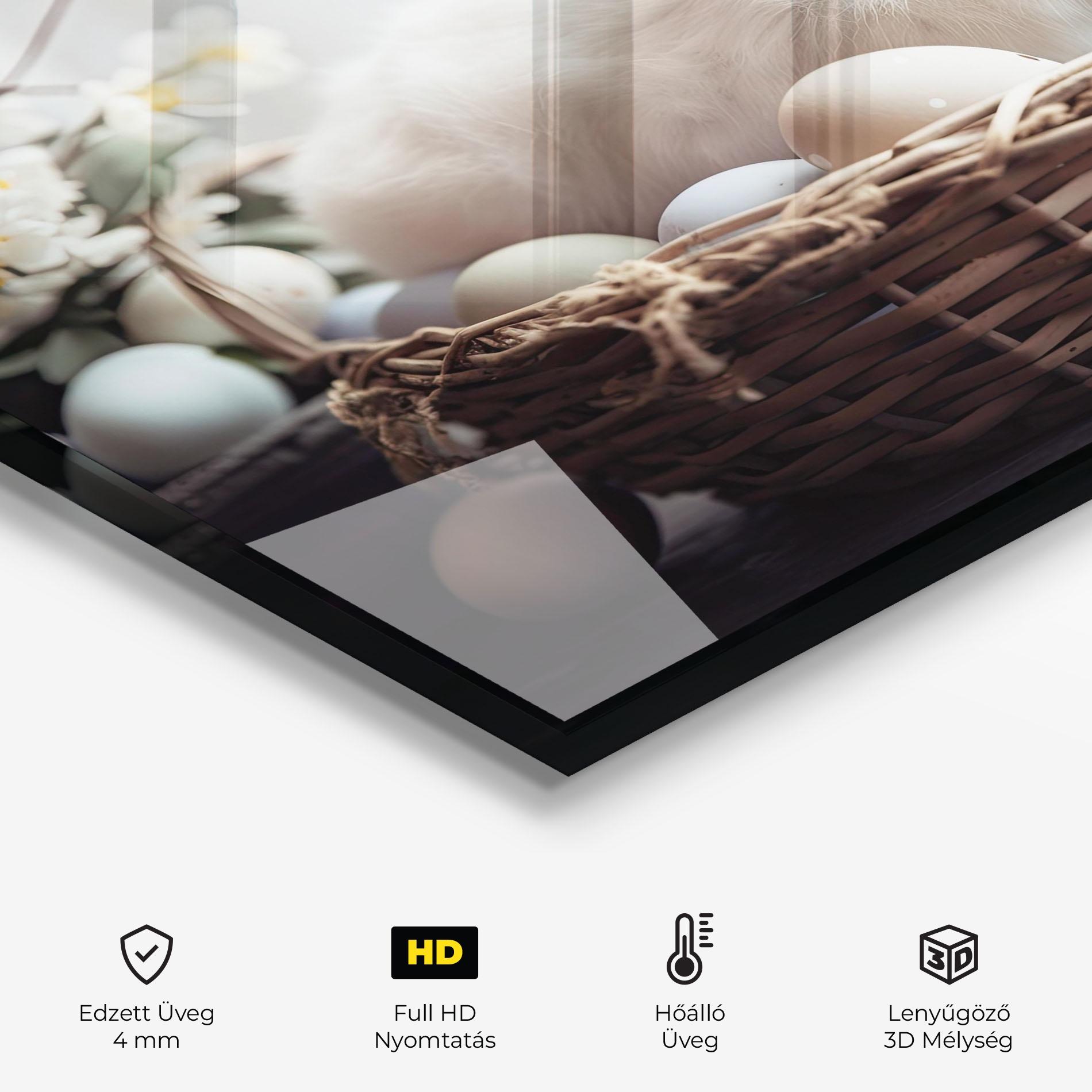 Konyhai üveg hátfal Cute White Easter Eggs mockup 2