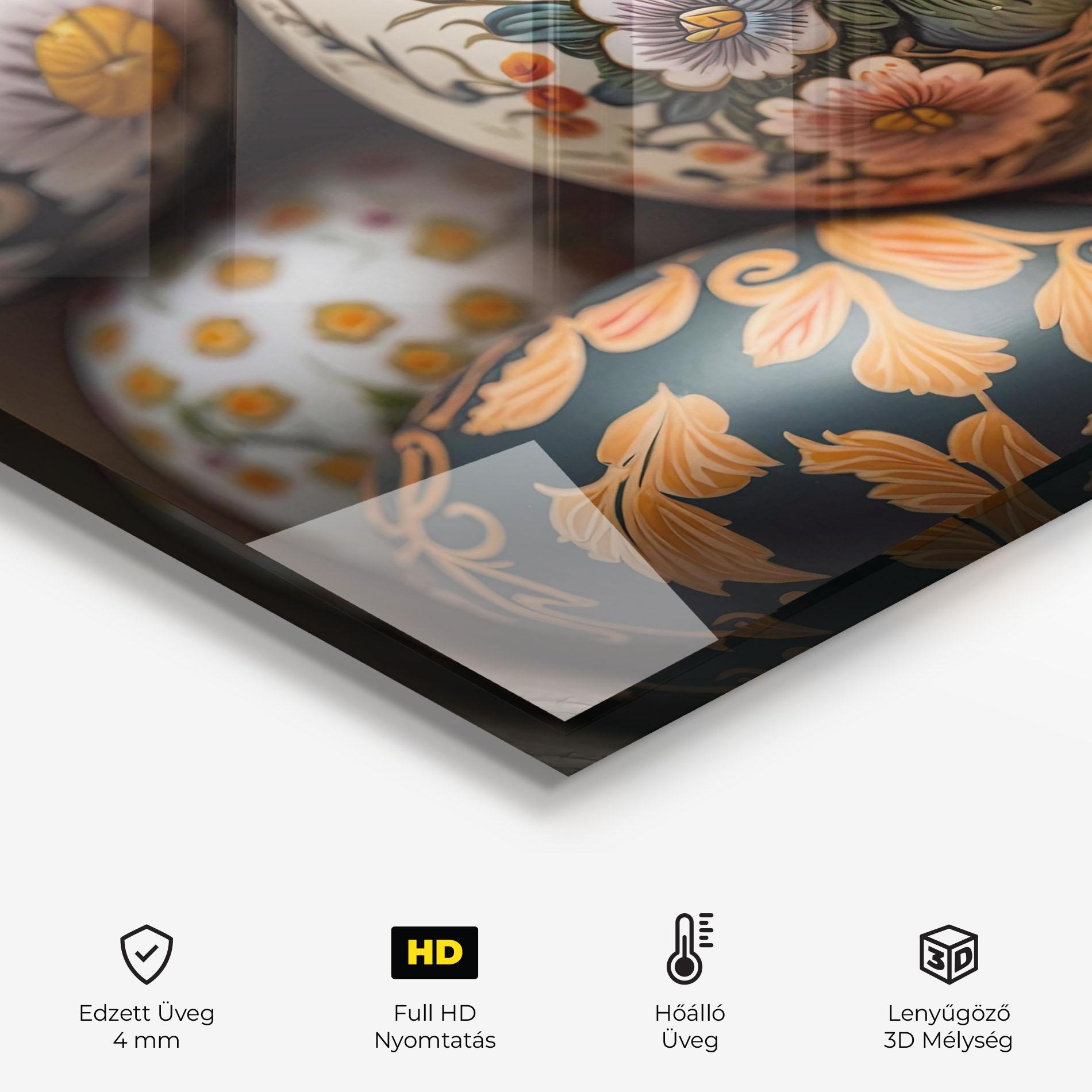 Konyhai üveg hátfal Floral Painted Eggs mockup 2