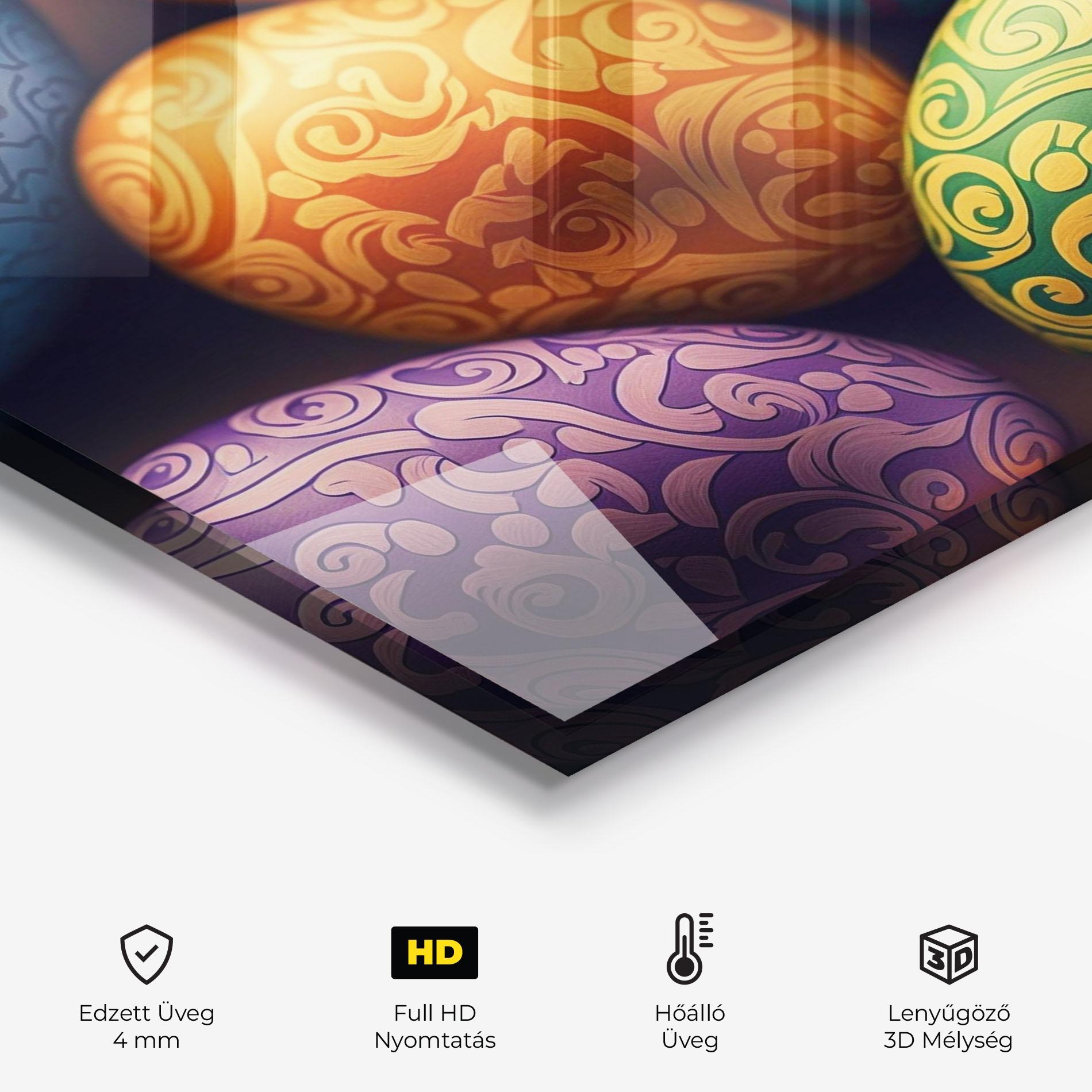 Konyhai üveg hátfal Orange Green Easter Eggs mockup 2