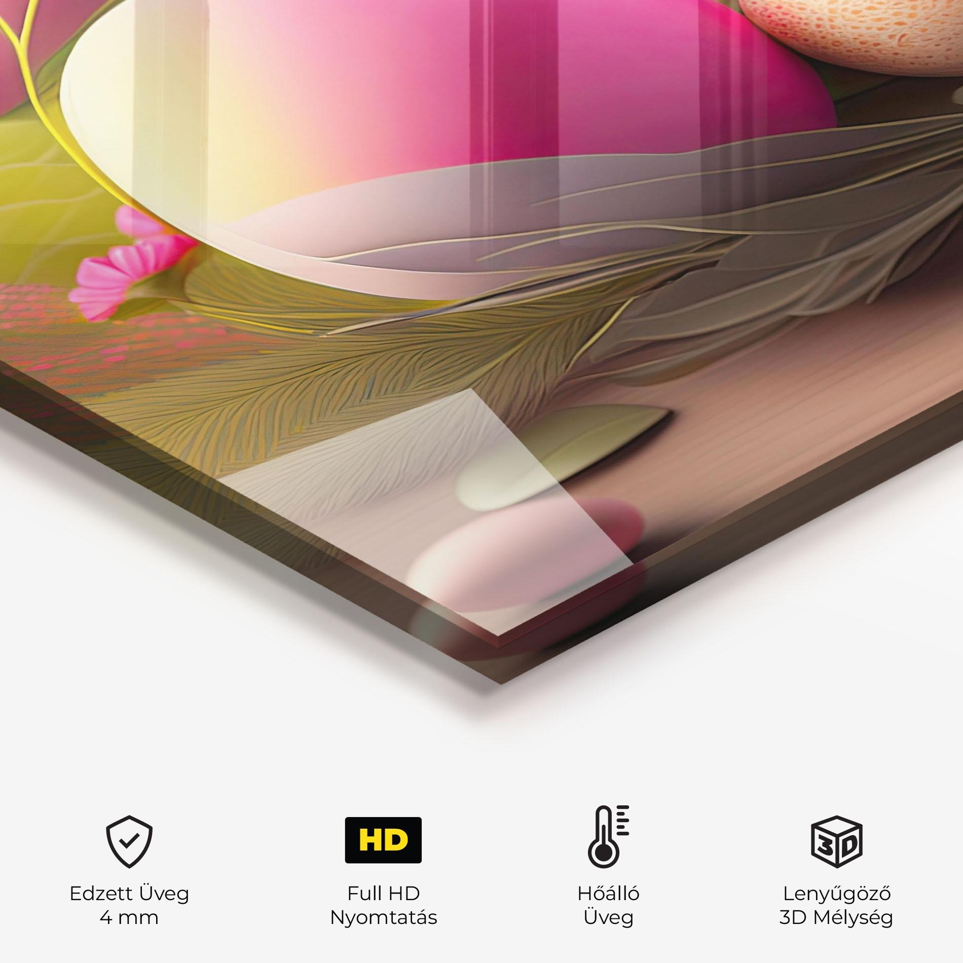 Konyhai üveg hátfal Pink Easter Eggs mockup 2