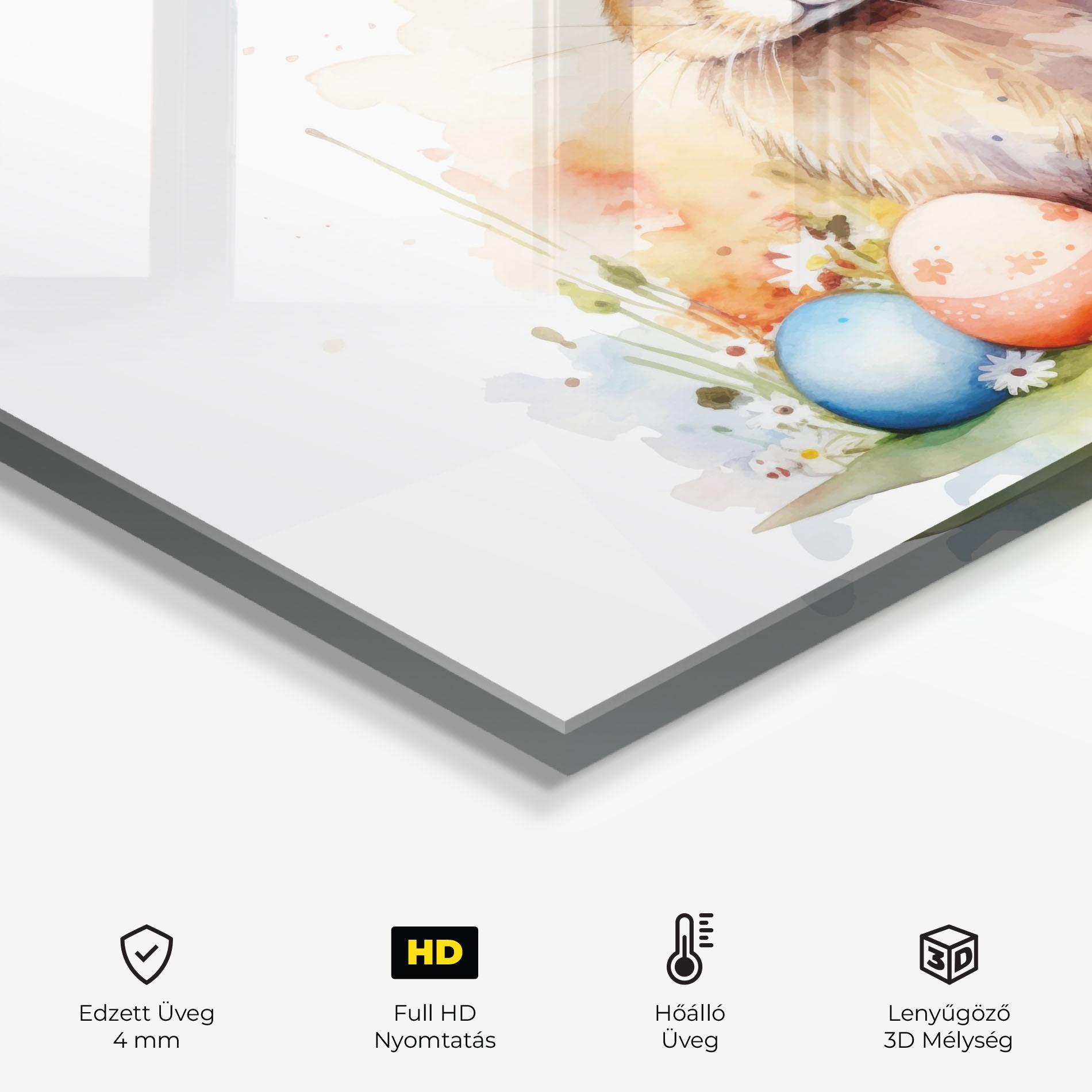 Konyhai üveg hátfal Rabbit Easter Art mockup 2