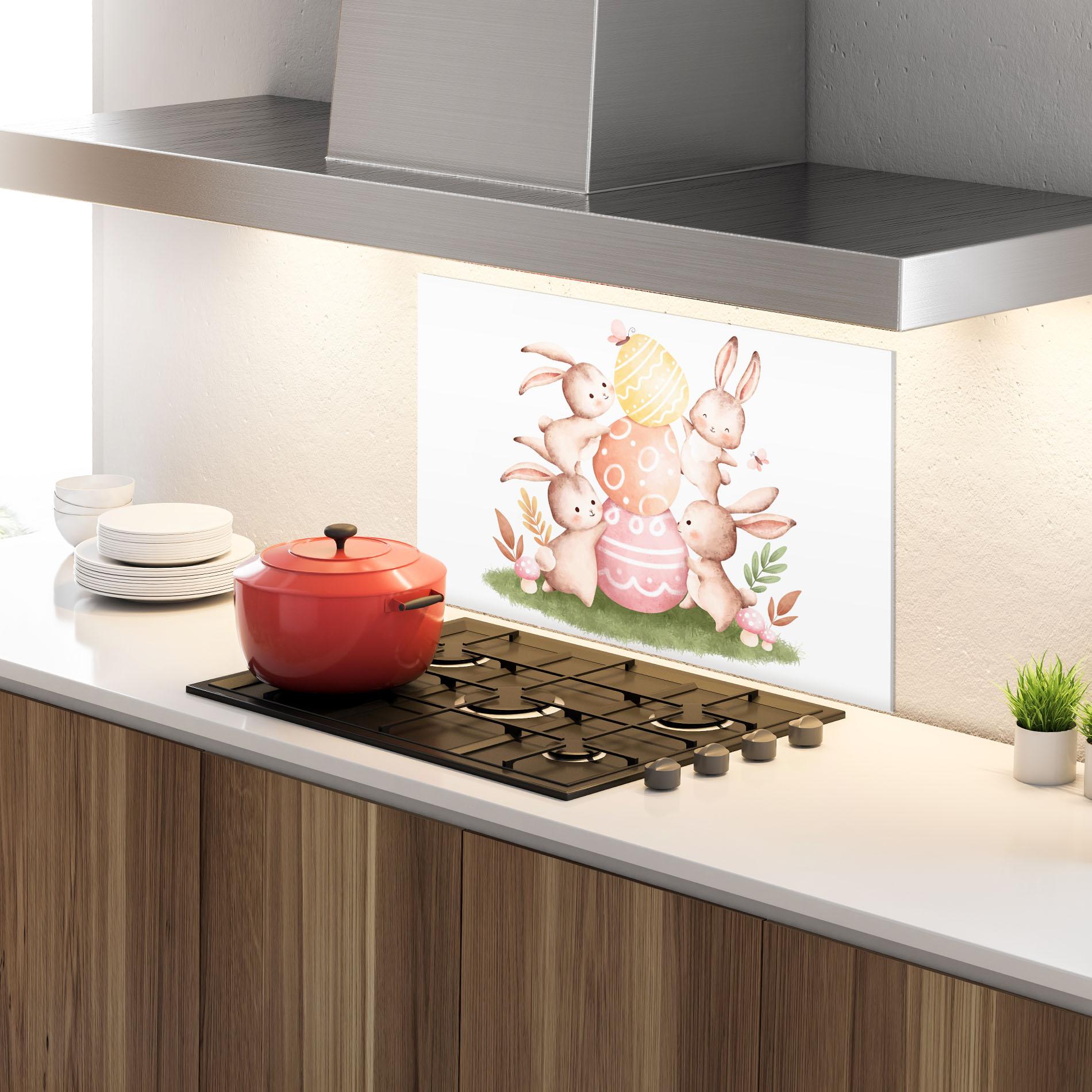 Konyhai üveg hátfal Bunny Playing mockup 4