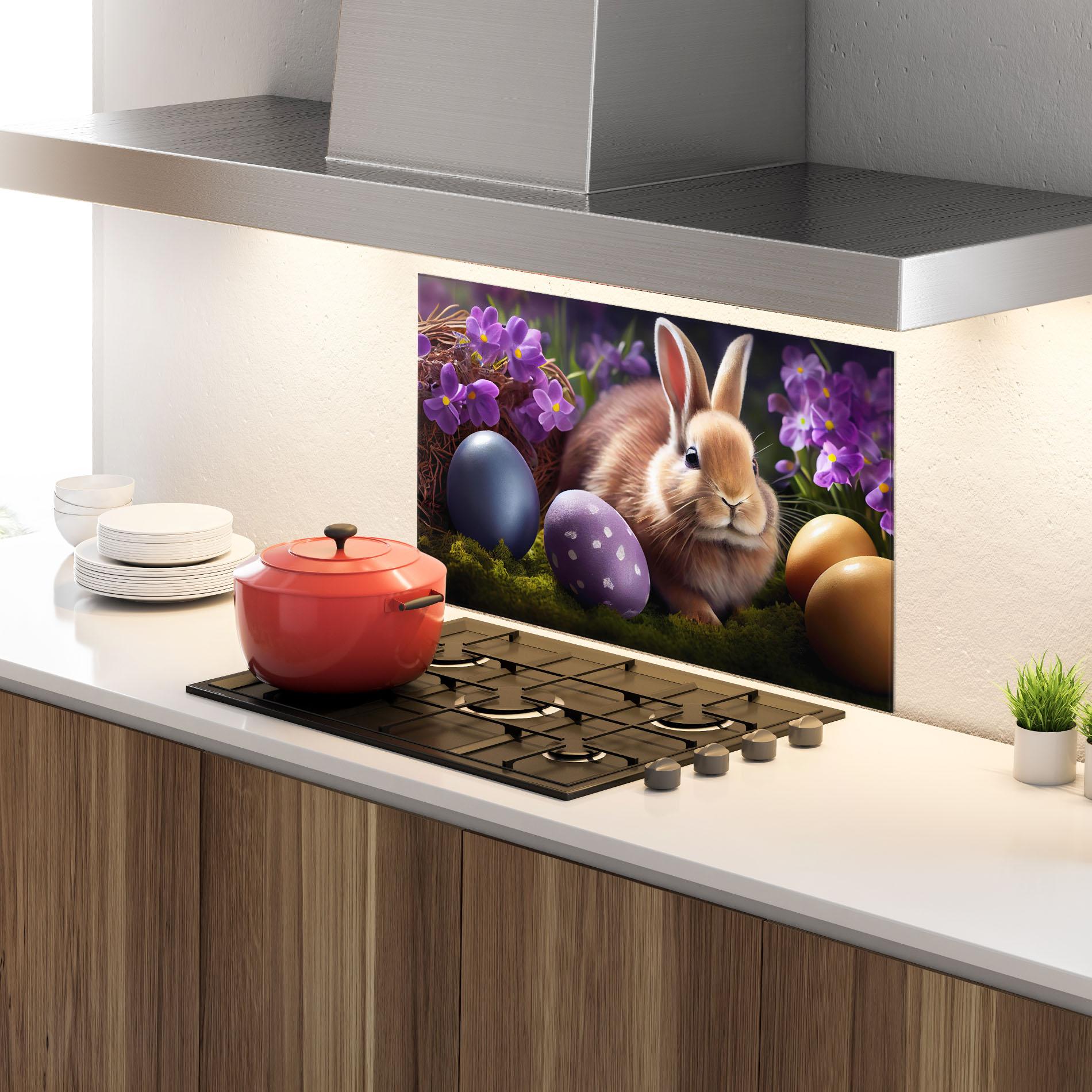 Konyhai üveg hátfal Cute Easter Rabbit mockup 4