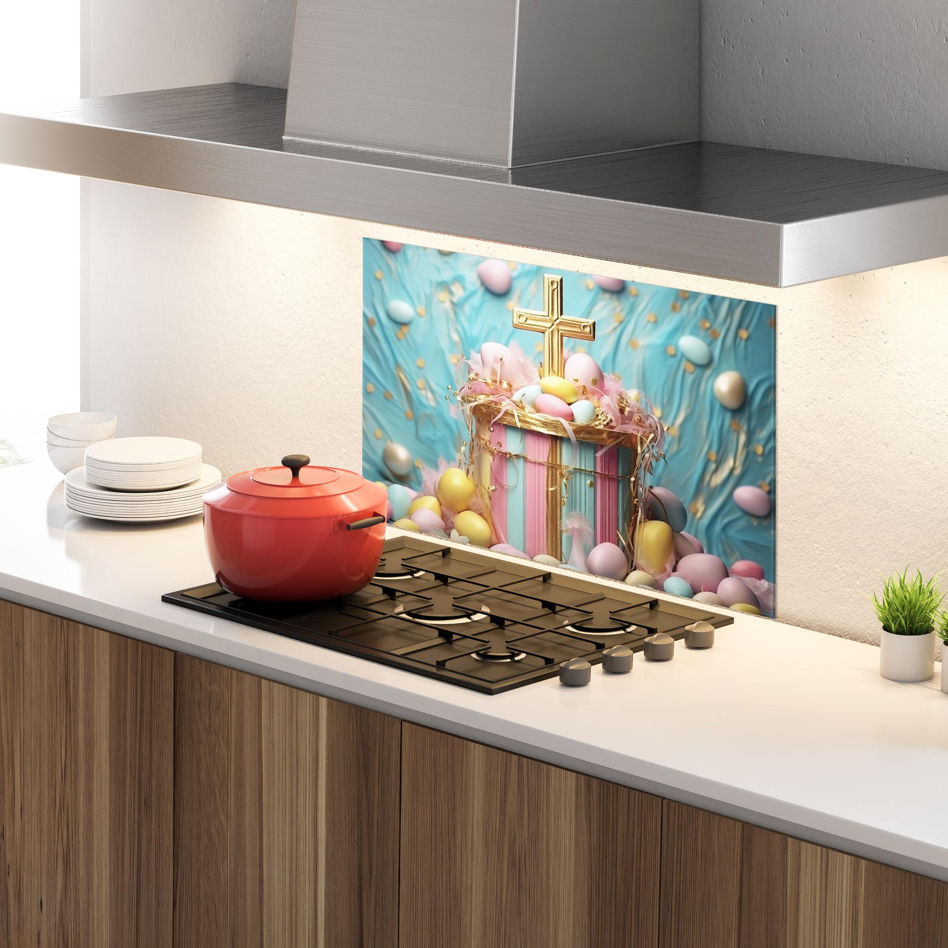 Konyhai üveg hátfal Easter Egg Decor mockup 4