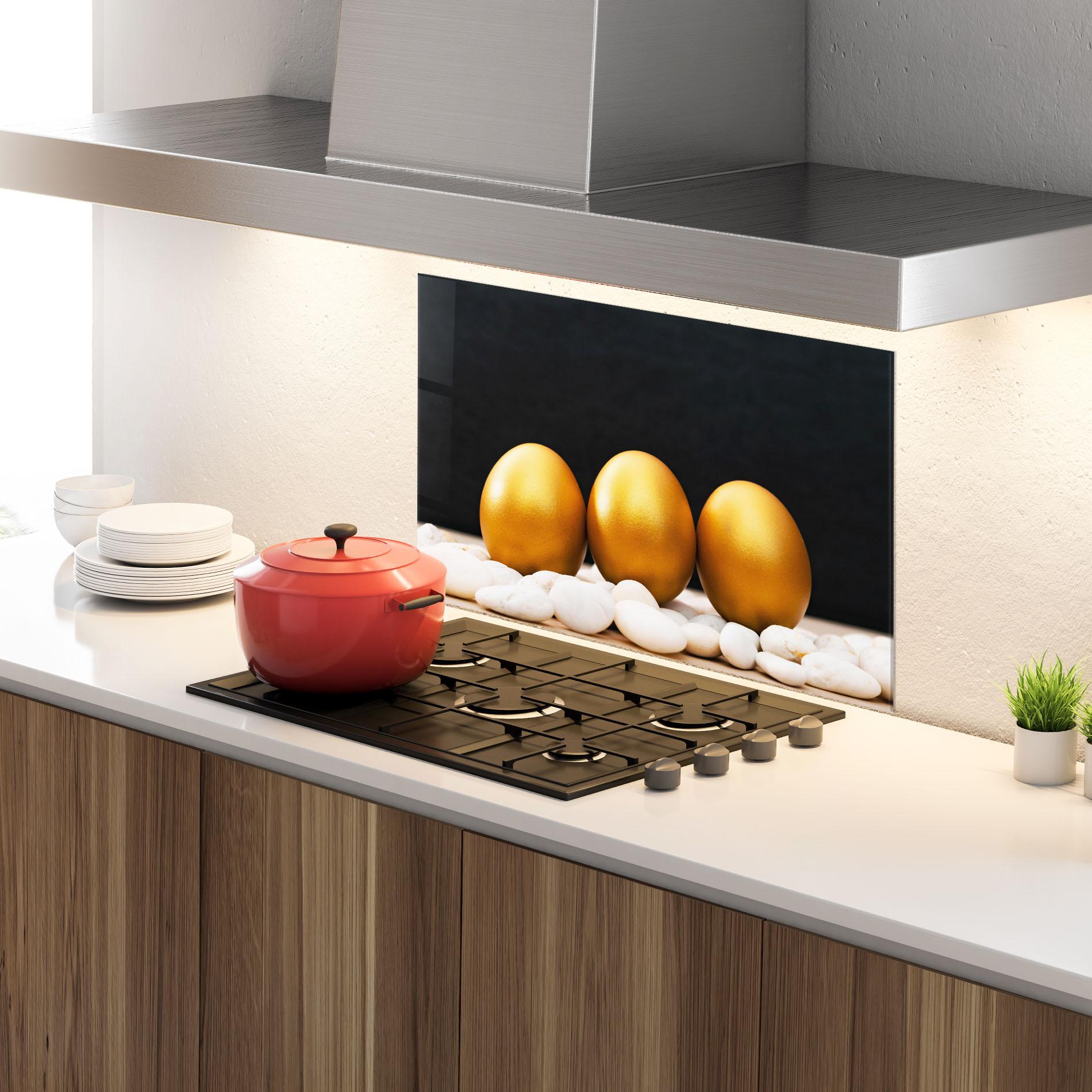 Konyhai üveg hátfal Golden Easter Egg mockup 4