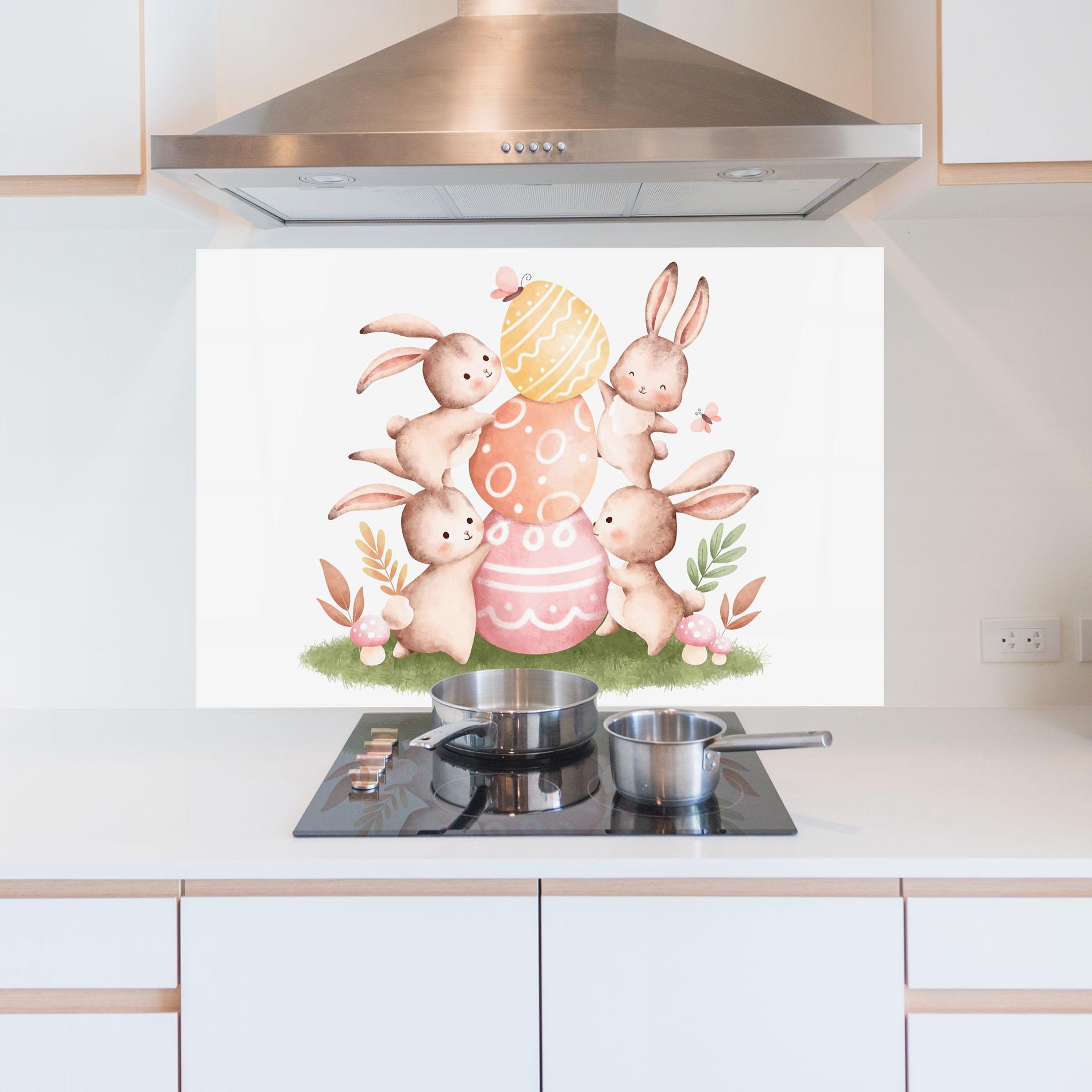 Konyhai üveg hátfal Bunny Playing mockup 5