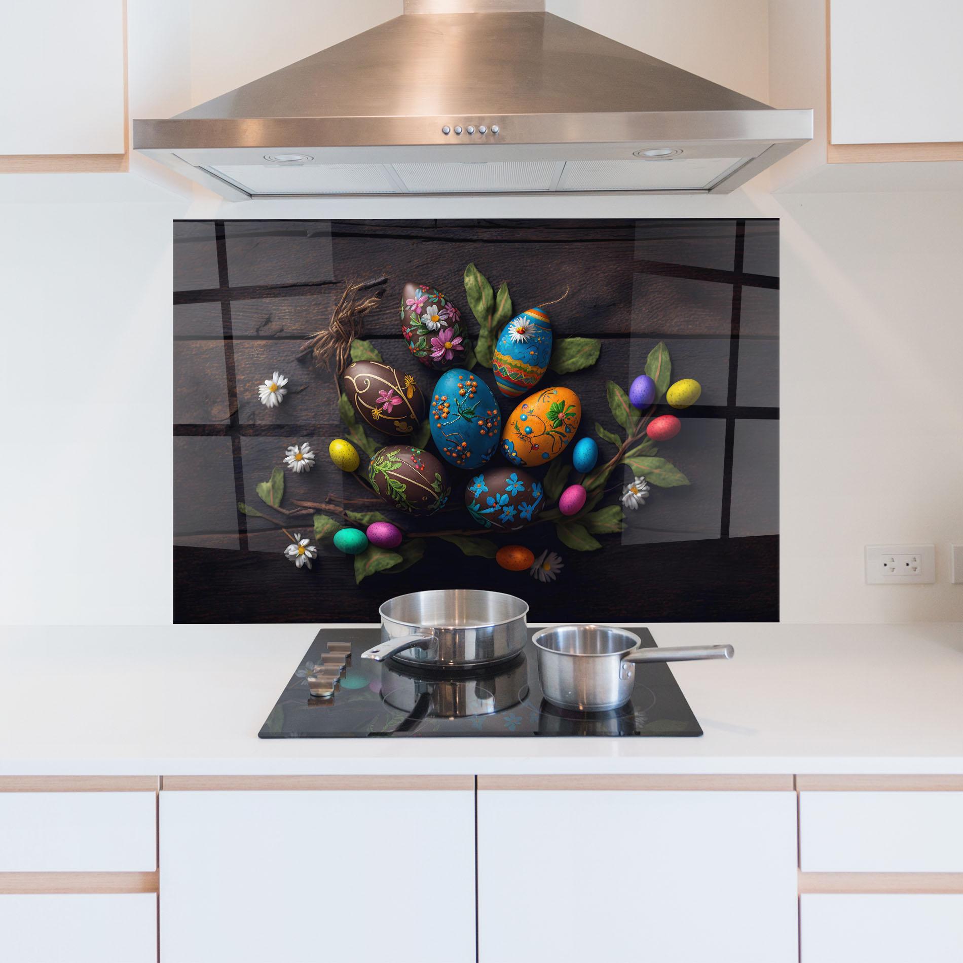 Konyhai üveg hátfal Colorful Easter Decarations mockup 5