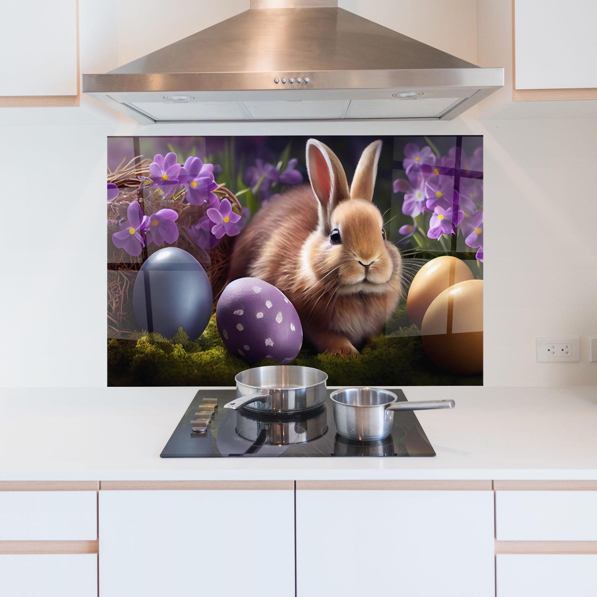 Konyhai üveg hátfal Cute Easter Rabbit mockup 5