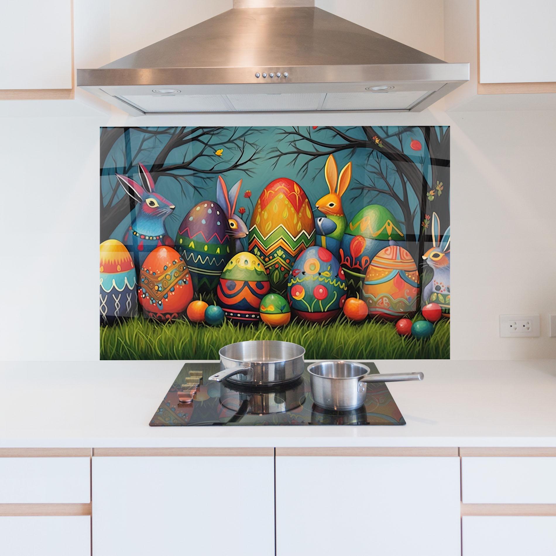 Konyhai üveg hátfal Easter Eggs mockup 5