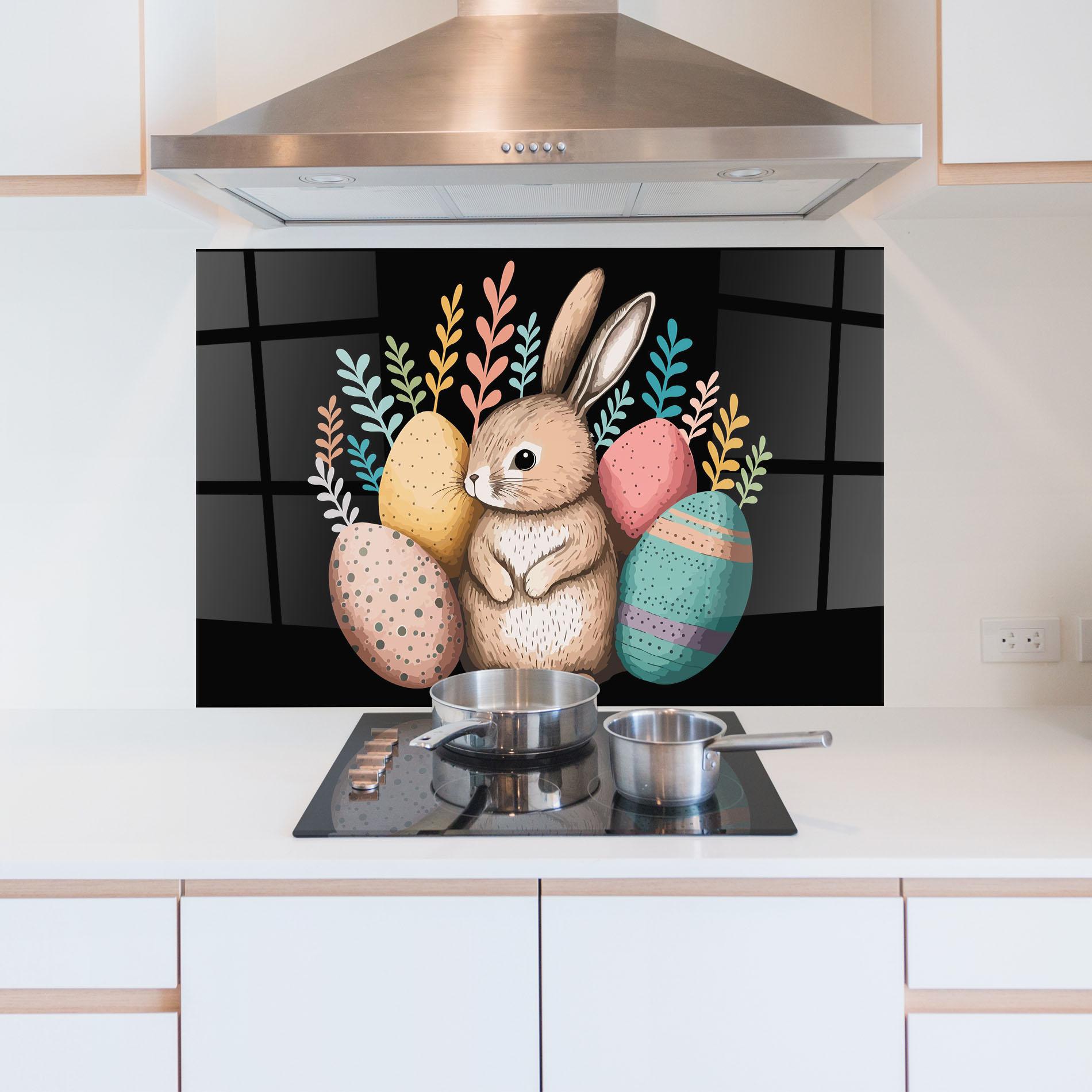 Konyhai üveg hátfal Easter Pretty Bunny mockup 5