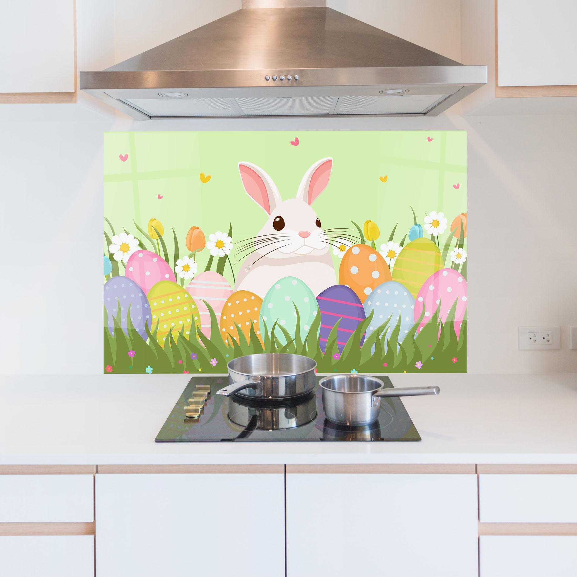 Konyhai üveg hátfal Friendly Rabbit mockup 5