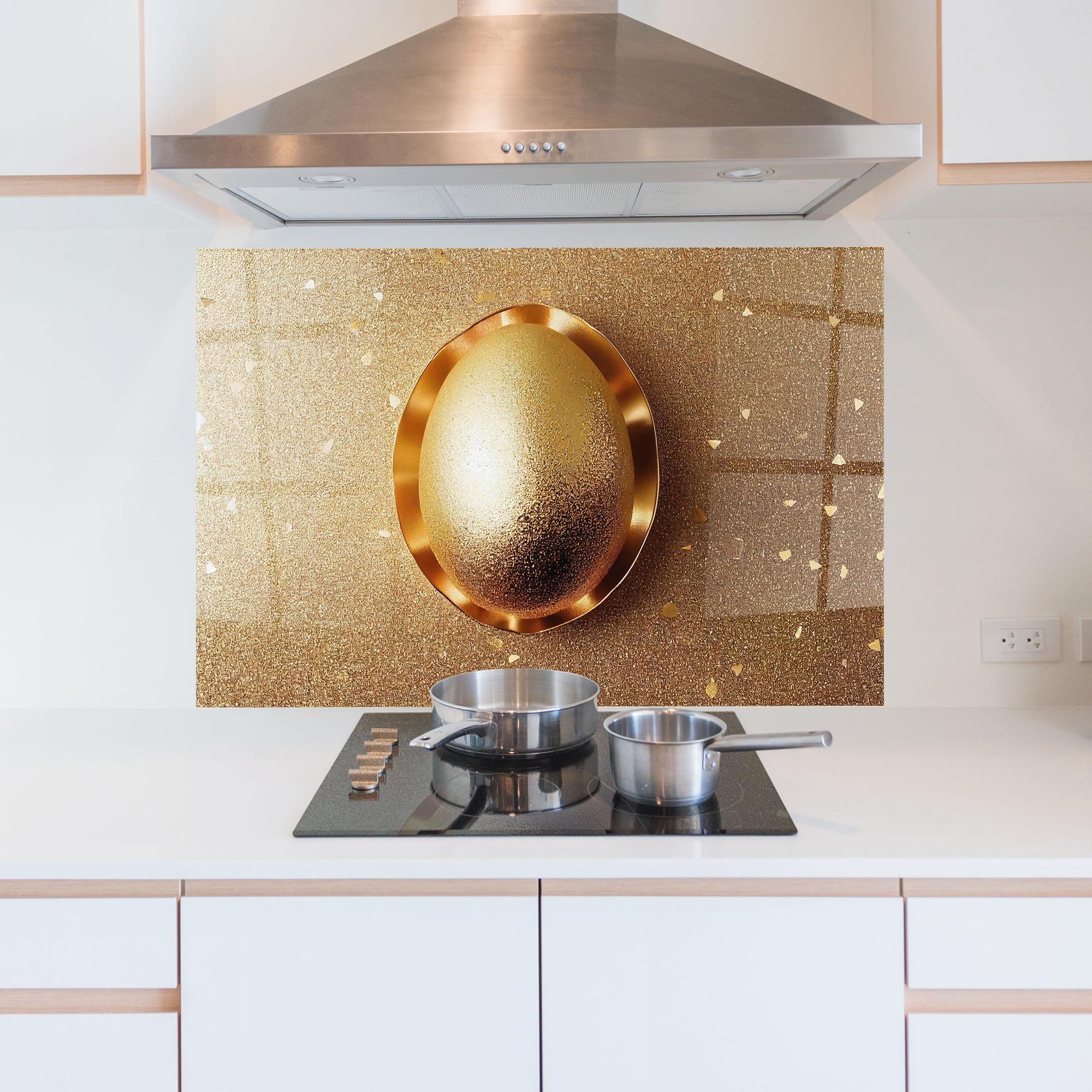 Konyhai üveg hátfal Golden Egg Chocolate mockup 5