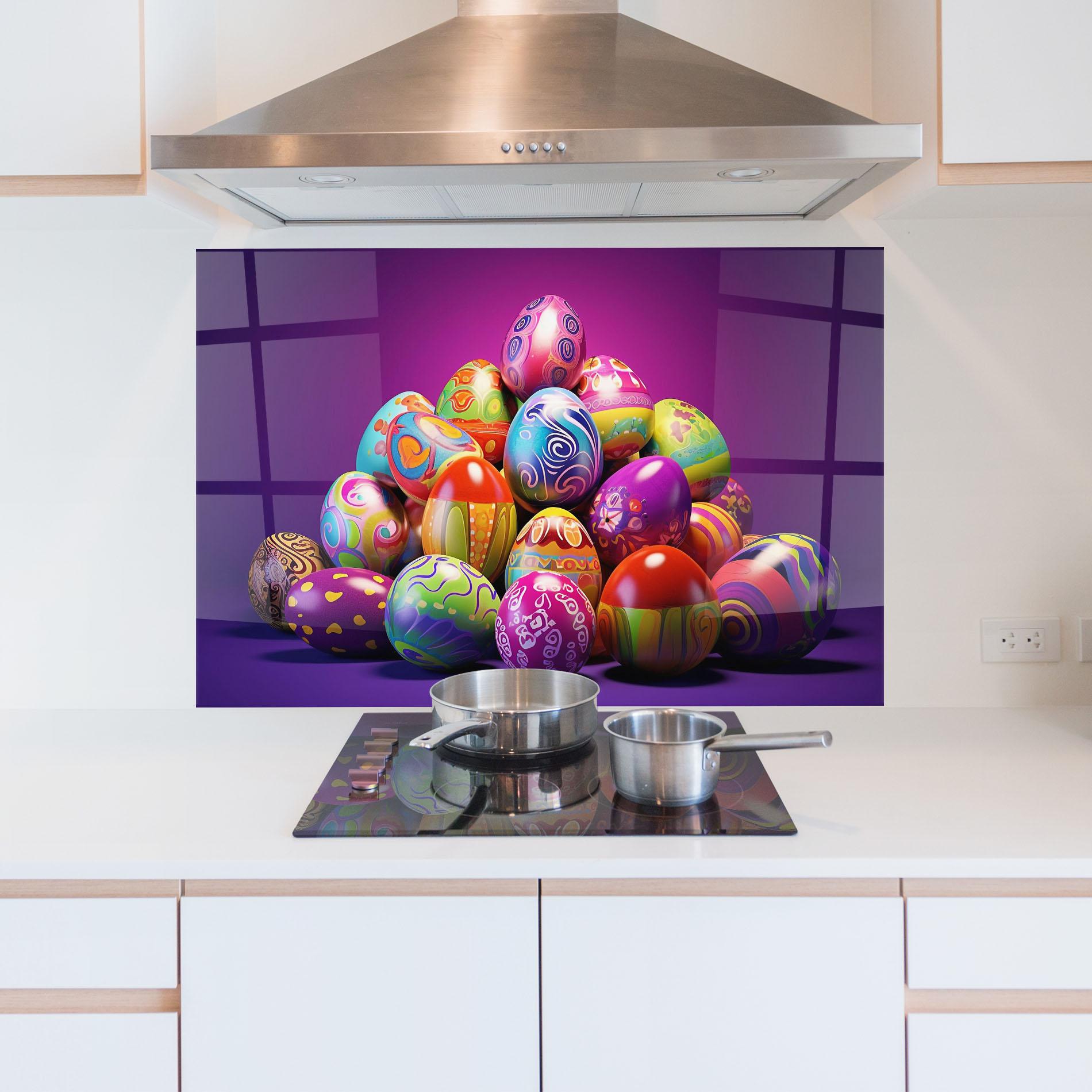Konyhai üveg hátfal Pile Colorful Eggs mockup 5