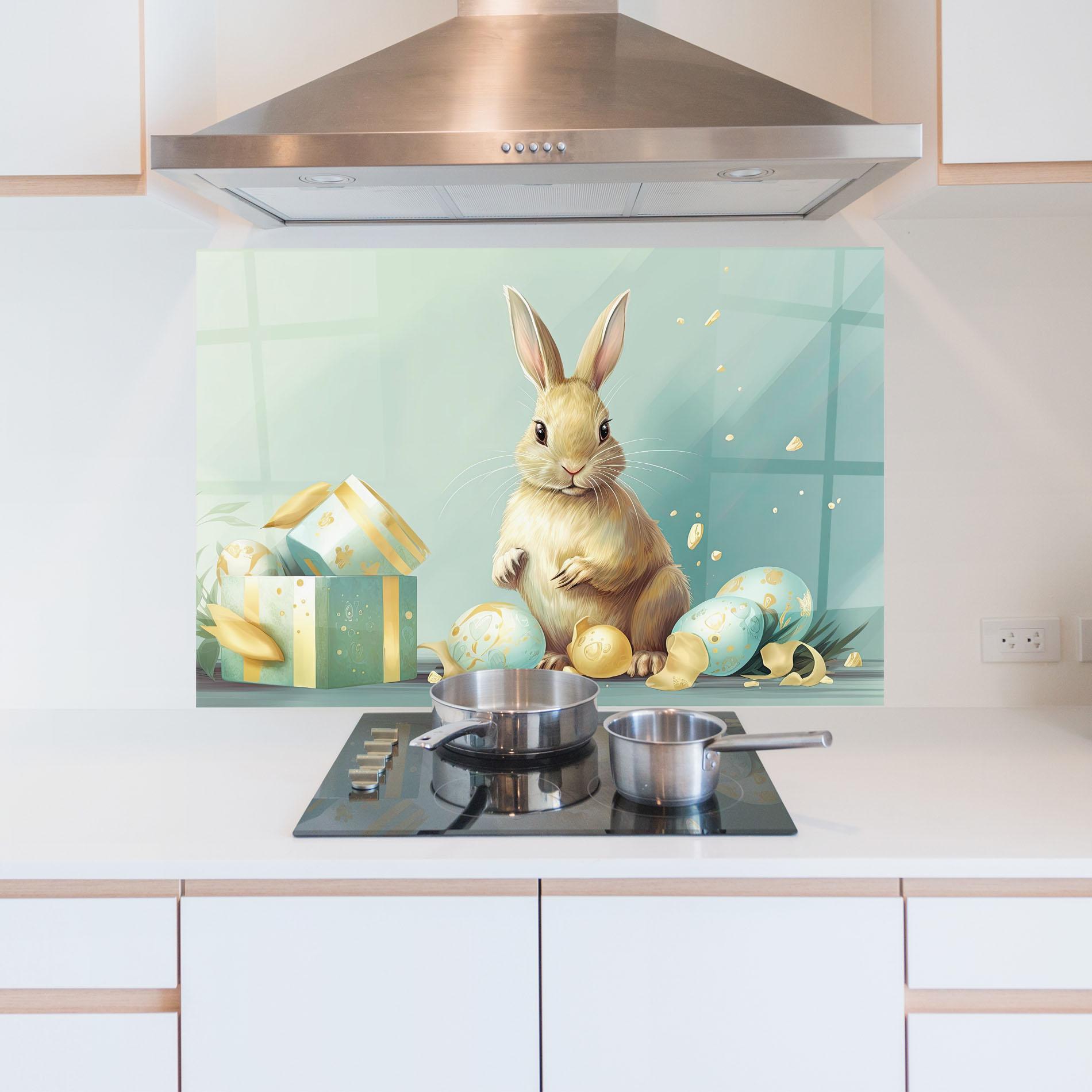 Konyhai üveg hátfal Pretty Cute Easter Bunny mockup 5