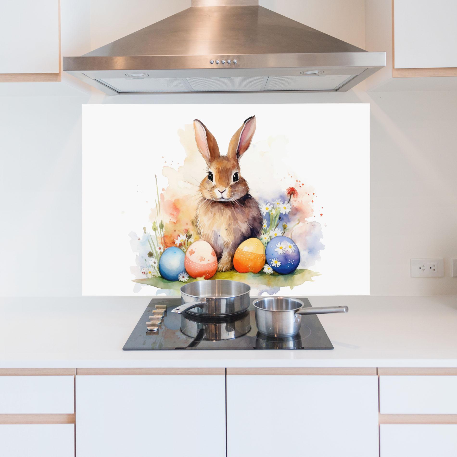 Konyhai üveg hátfal Rabbit Easter Art mockup 5