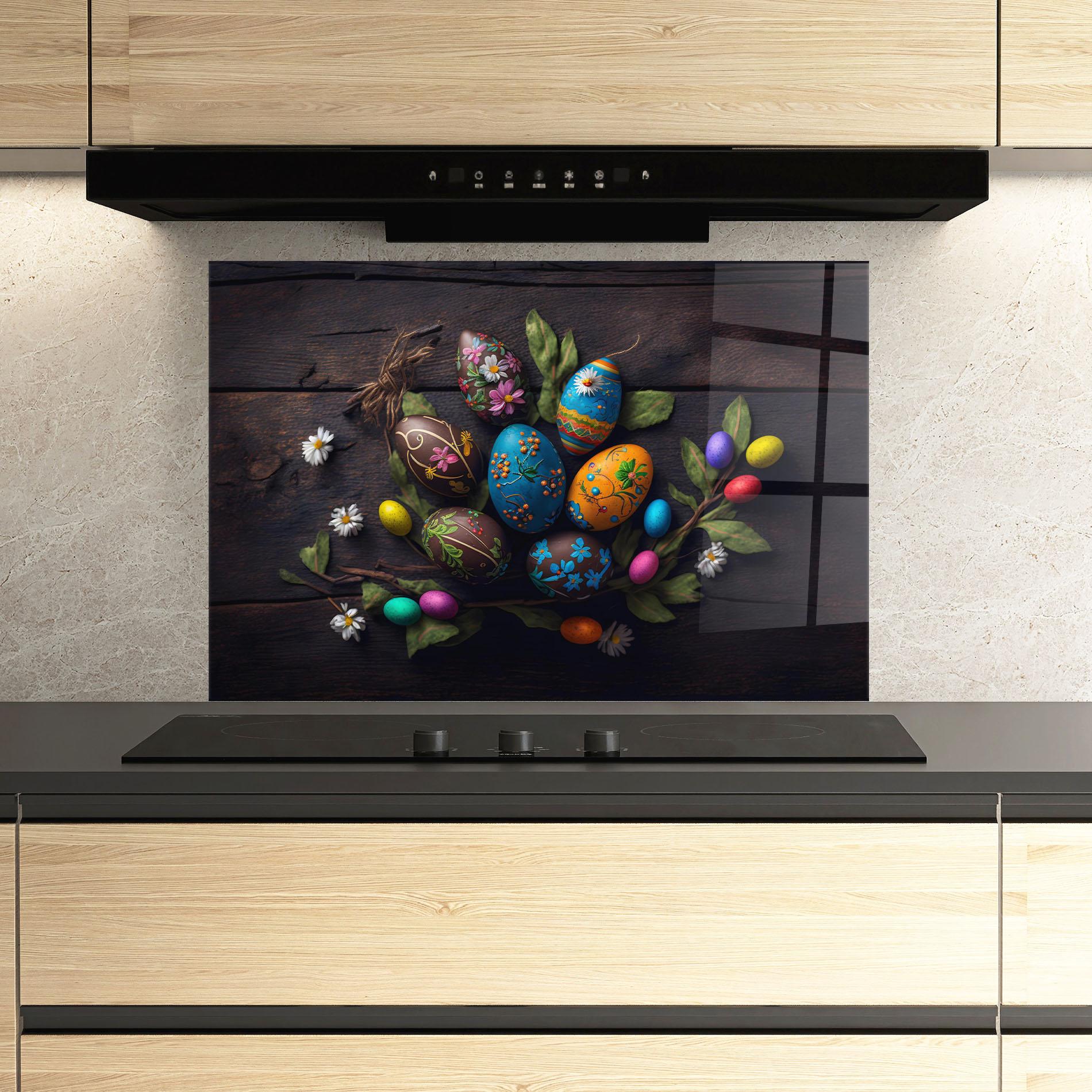 Konyhai üveg hátfal Colorful Easter Decarations mockup 3