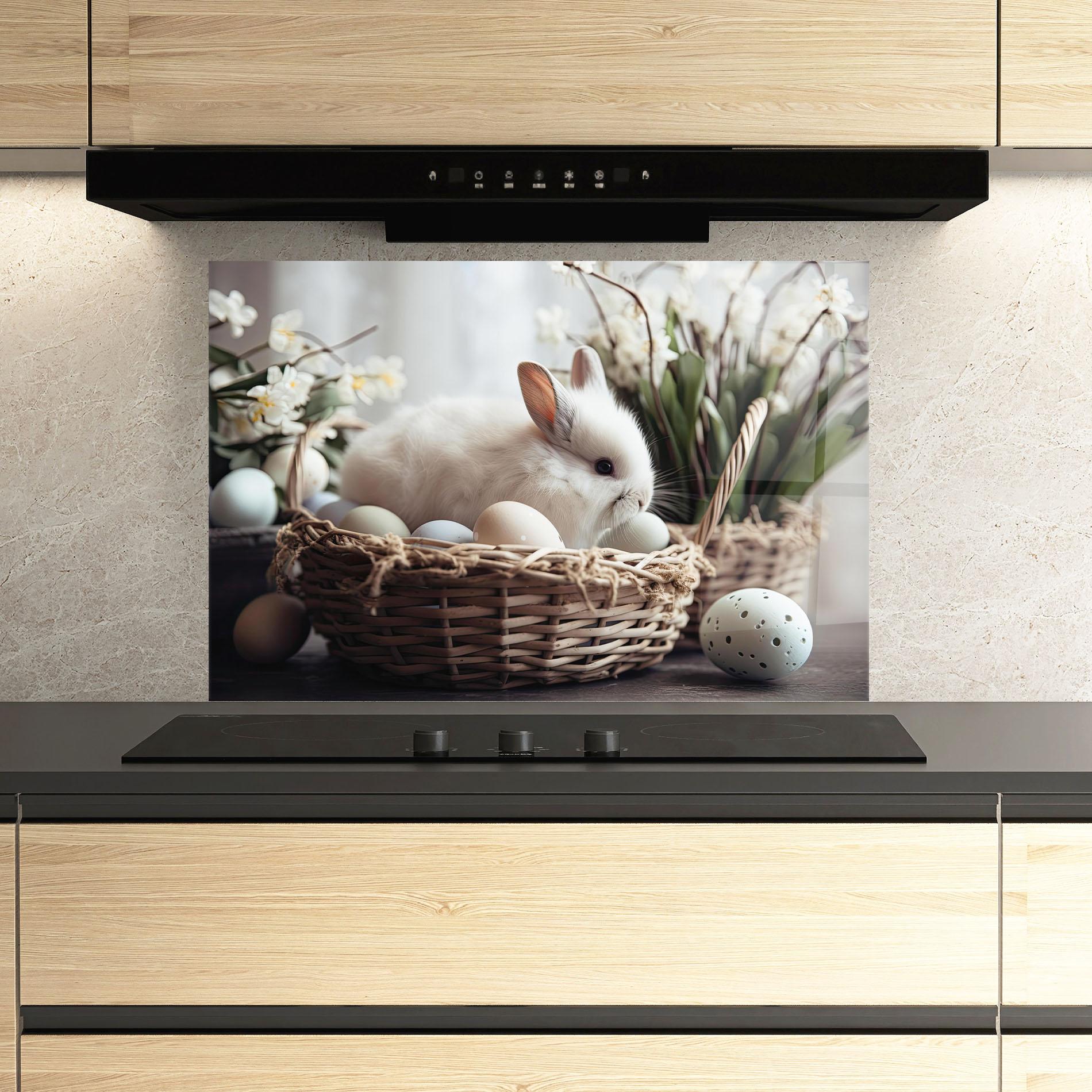 Konyhai üveg hátfal Cute White Easter Eggs mockup 3