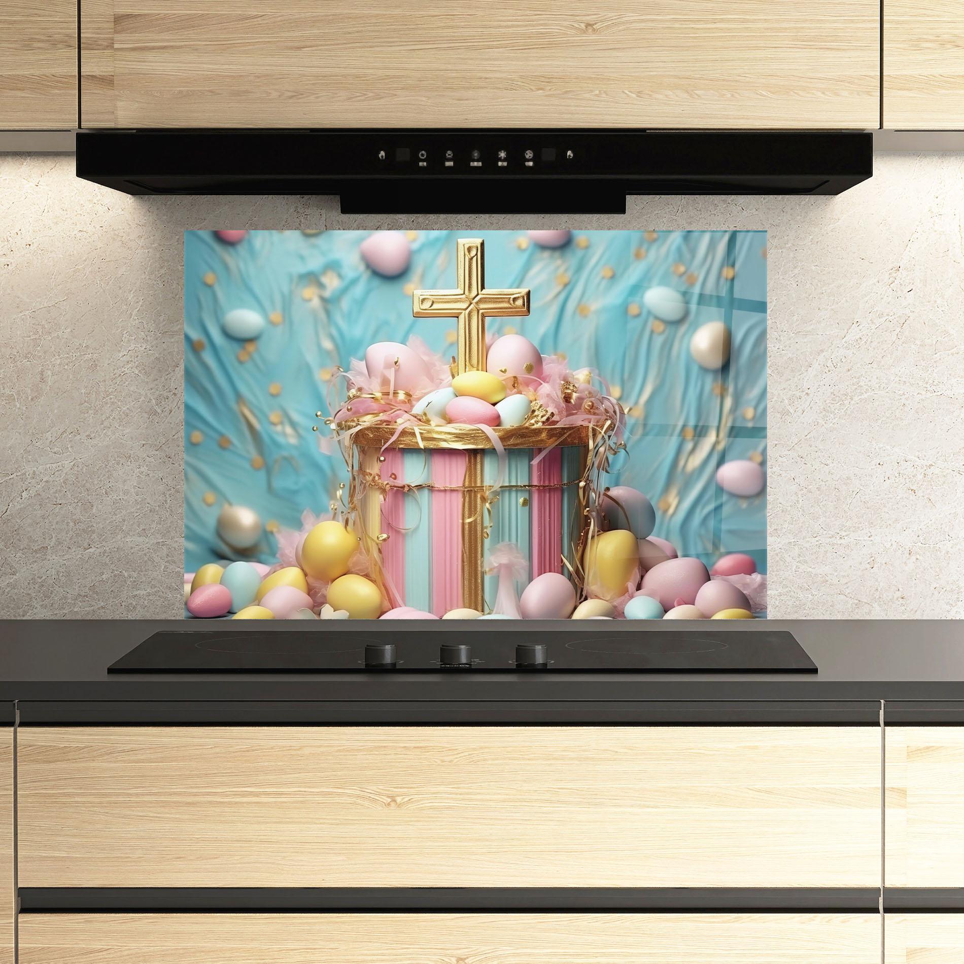 Konyhai üveg hátfal Easter Egg Decor mockup 3