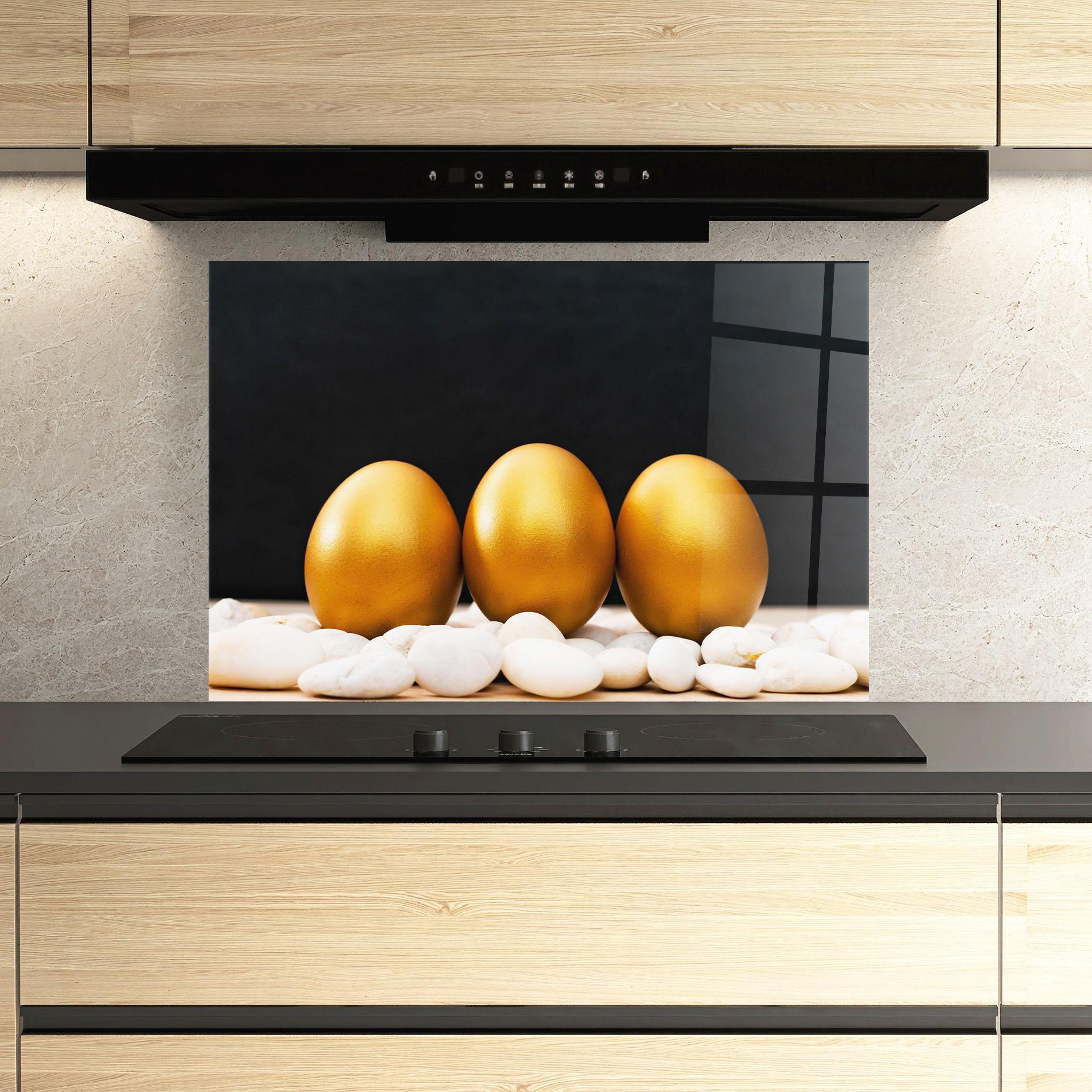 Konyhai üveg hátfal Golden Easter Egg mockup 3