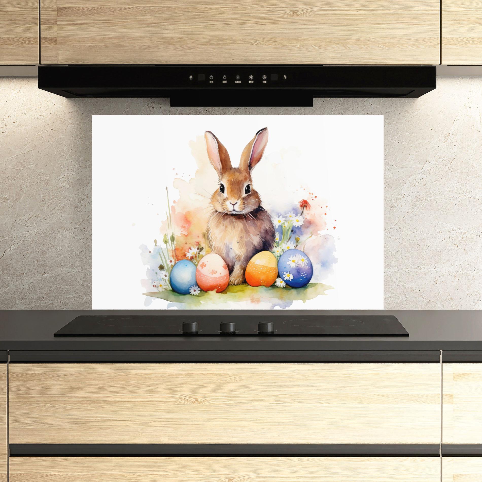 Konyhai üveg hátfal Rabbit Easter Art mockup 3