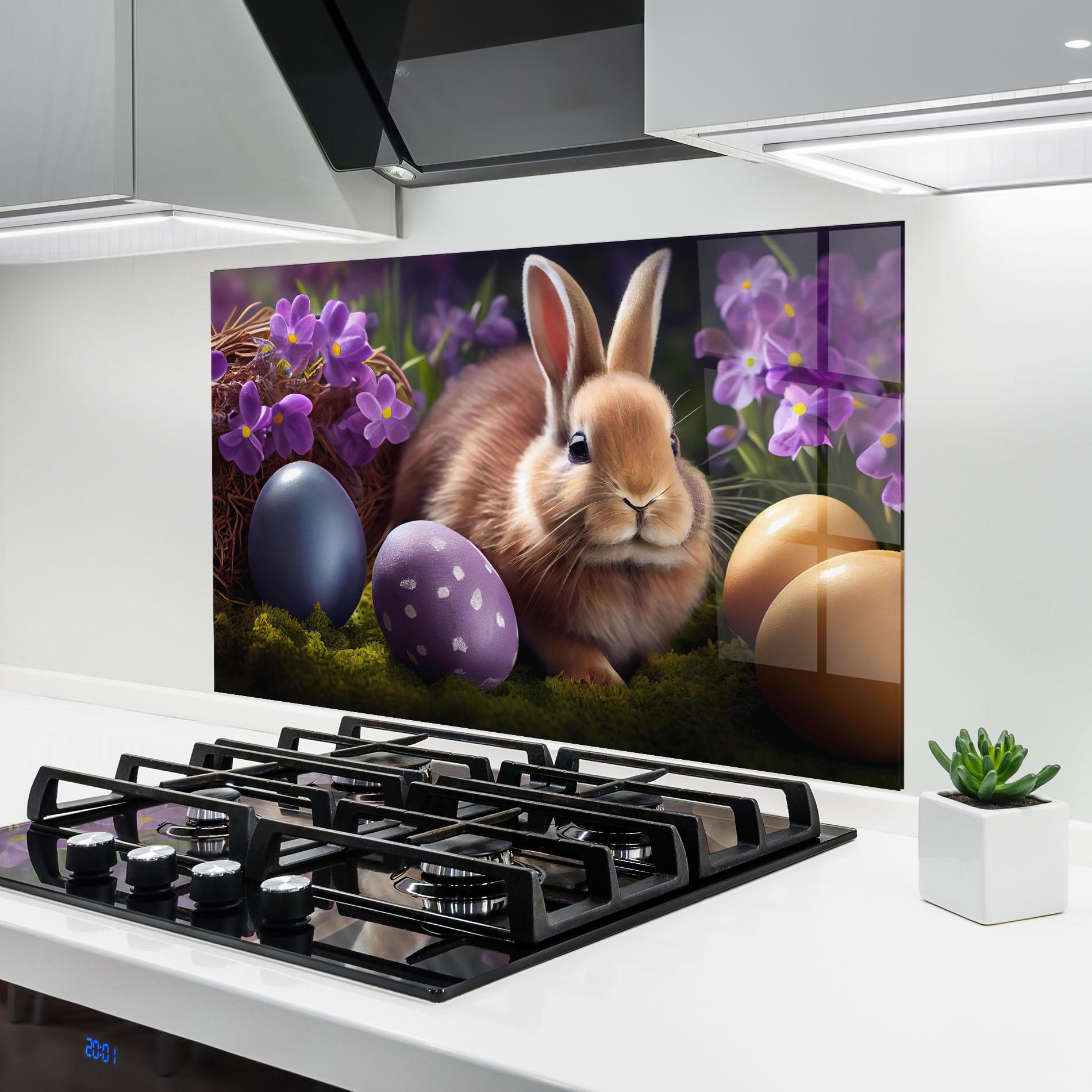 Konyhai üveg hátfal Cute Easter Rabbit mockup 6