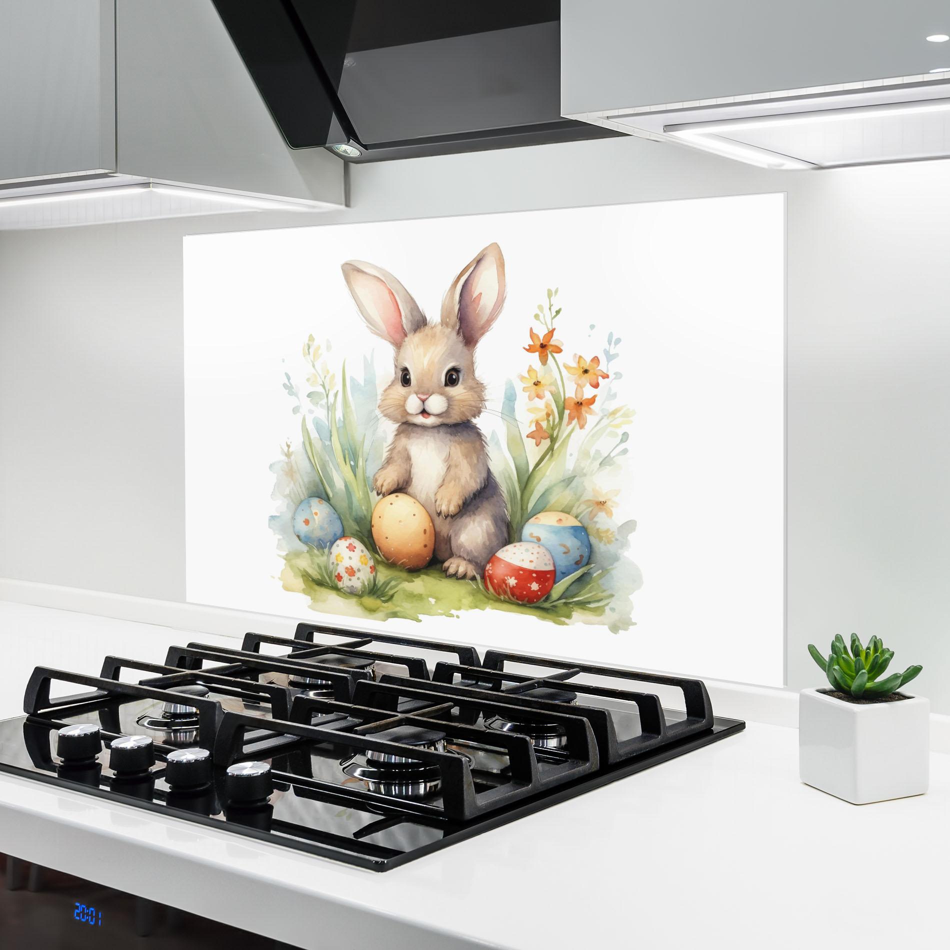Konyhai üveg hátfal Cute Happy Bunny mockup 6