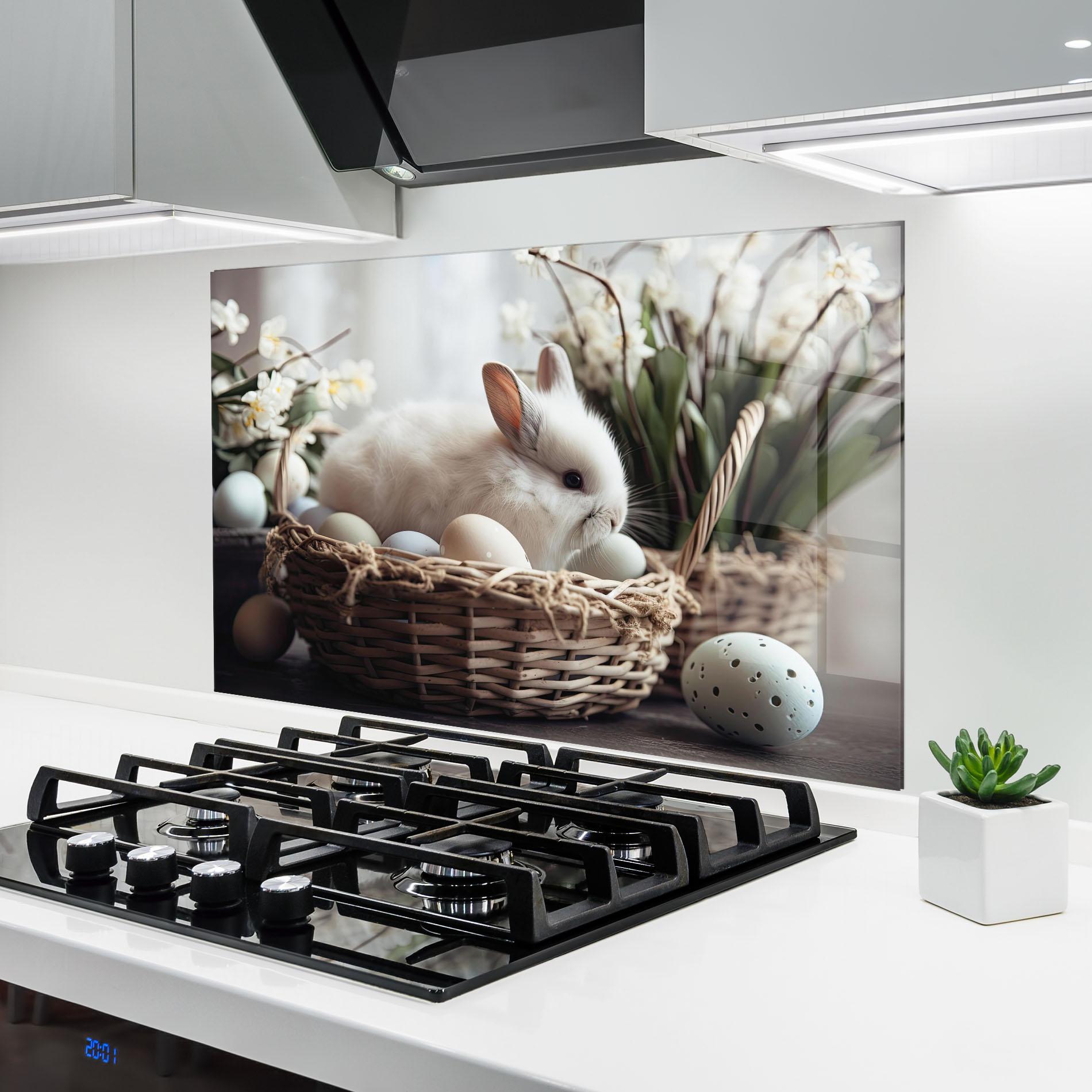 Konyhai üveg hátfal Cute White Easter Eggs mockup 6