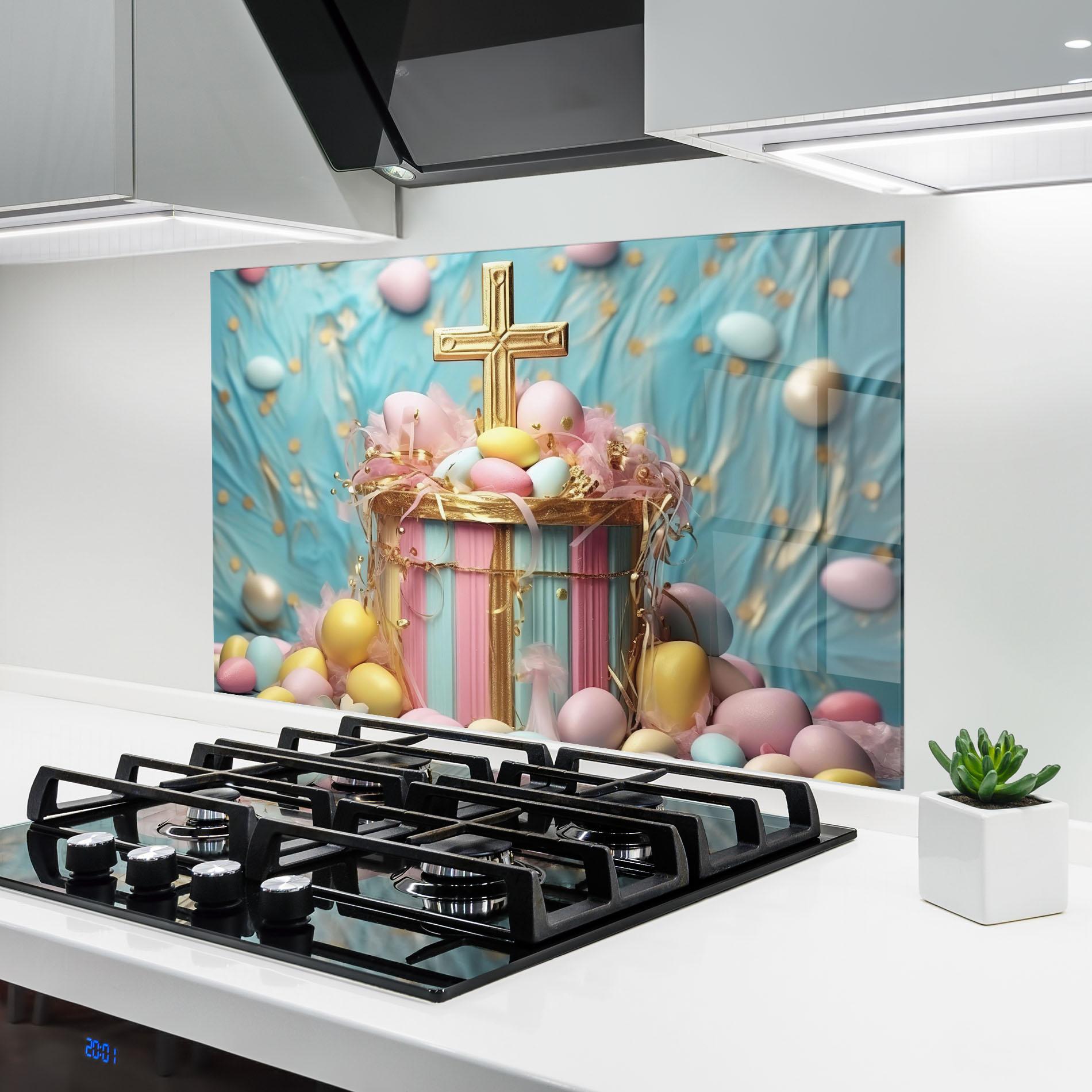 Konyhai üveg hátfal Easter Egg Decor mockup 6