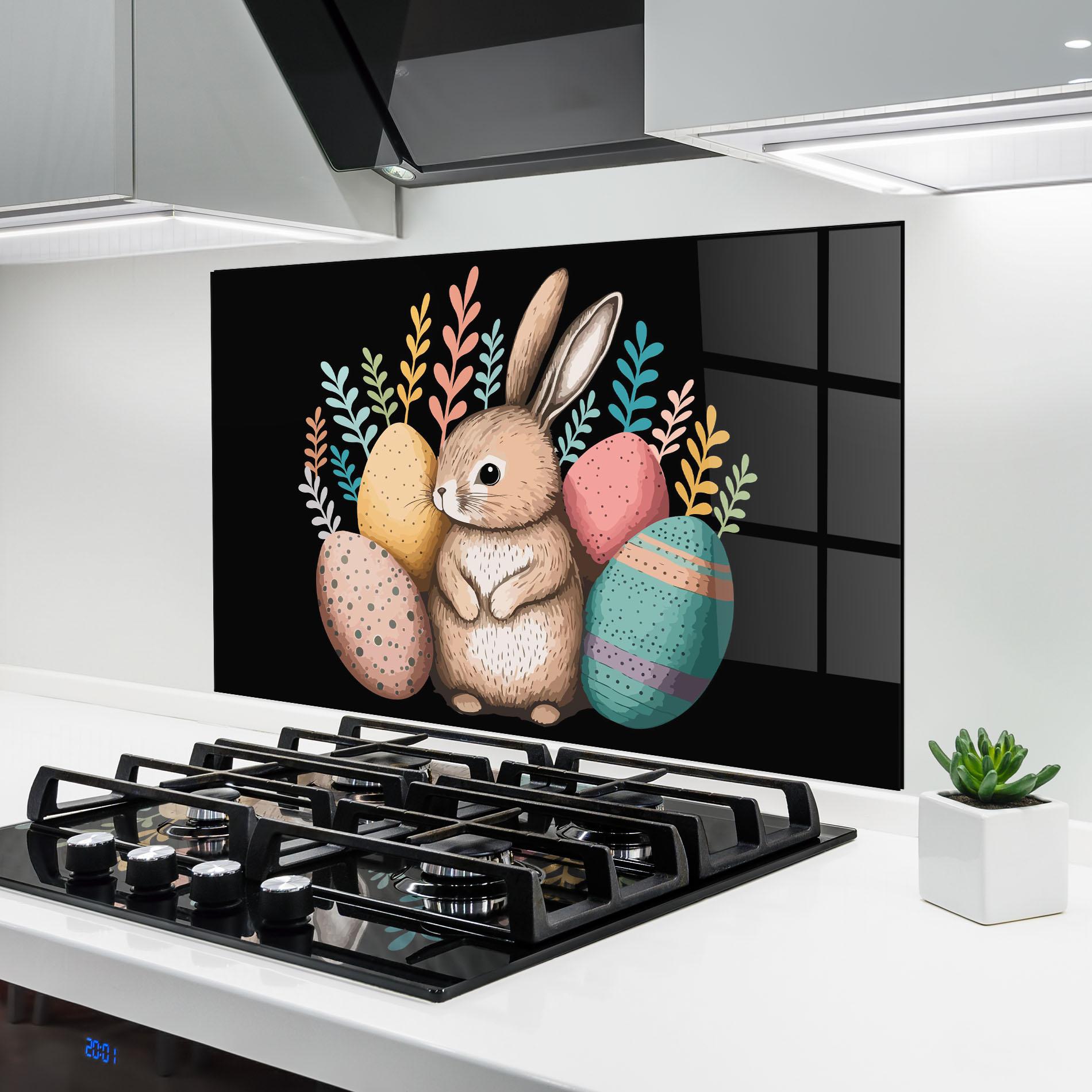 Konyhai üveg hátfal Easter Pretty Bunny mockup 6