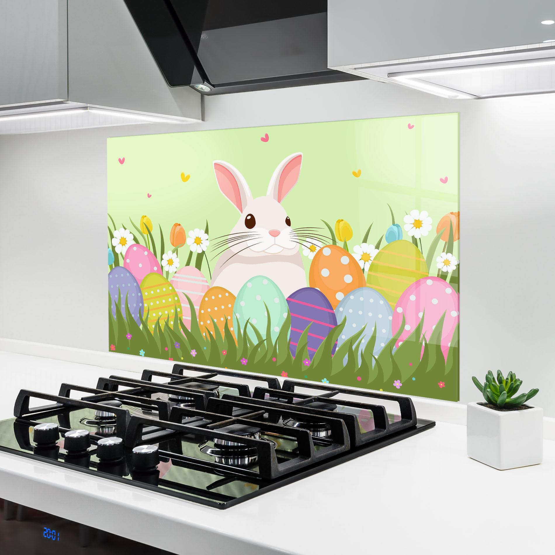 Konyhai üveg hátfal Friendly Rabbit mockup 6