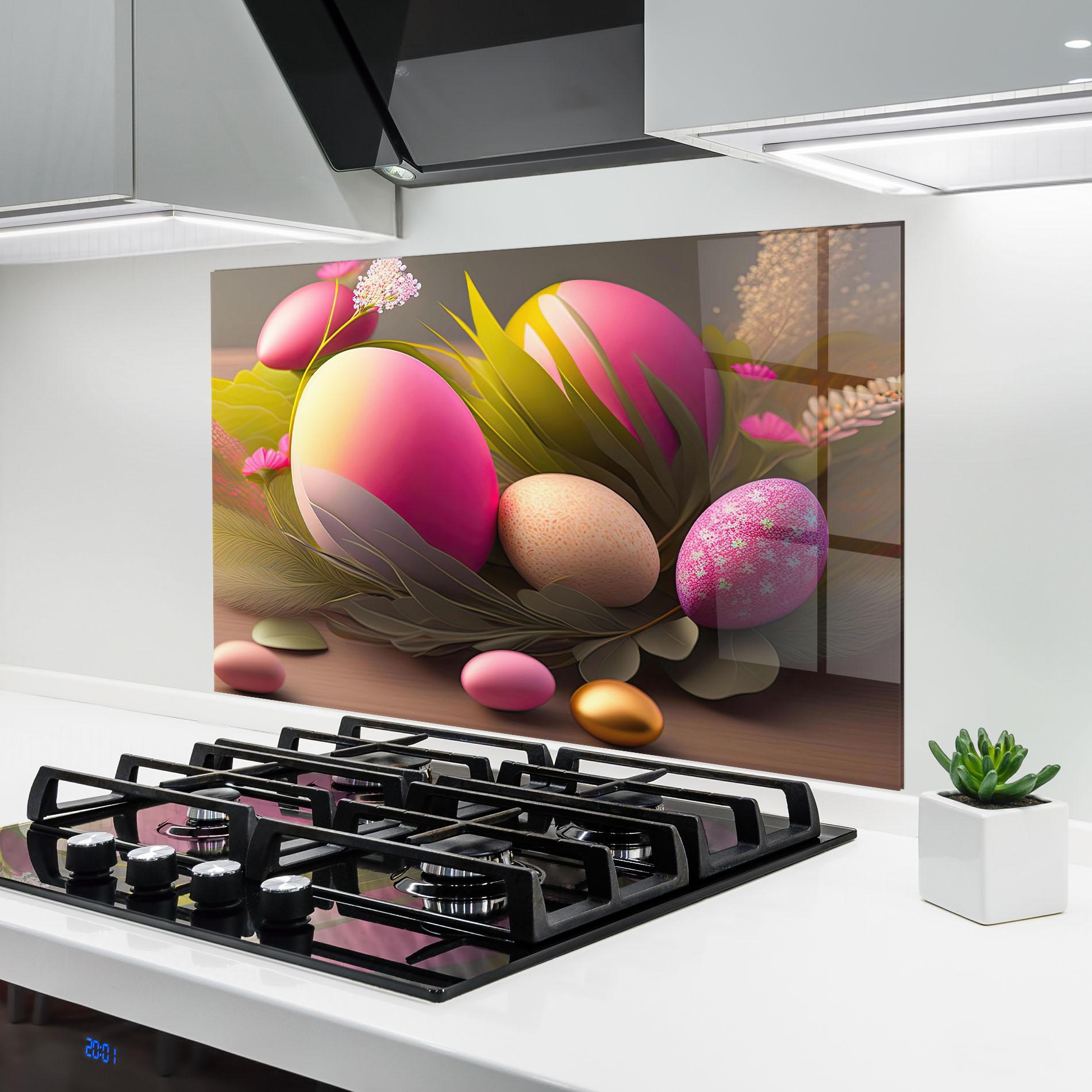 Konyhai üveg hátfal Pink Easter Eggs mockup 6