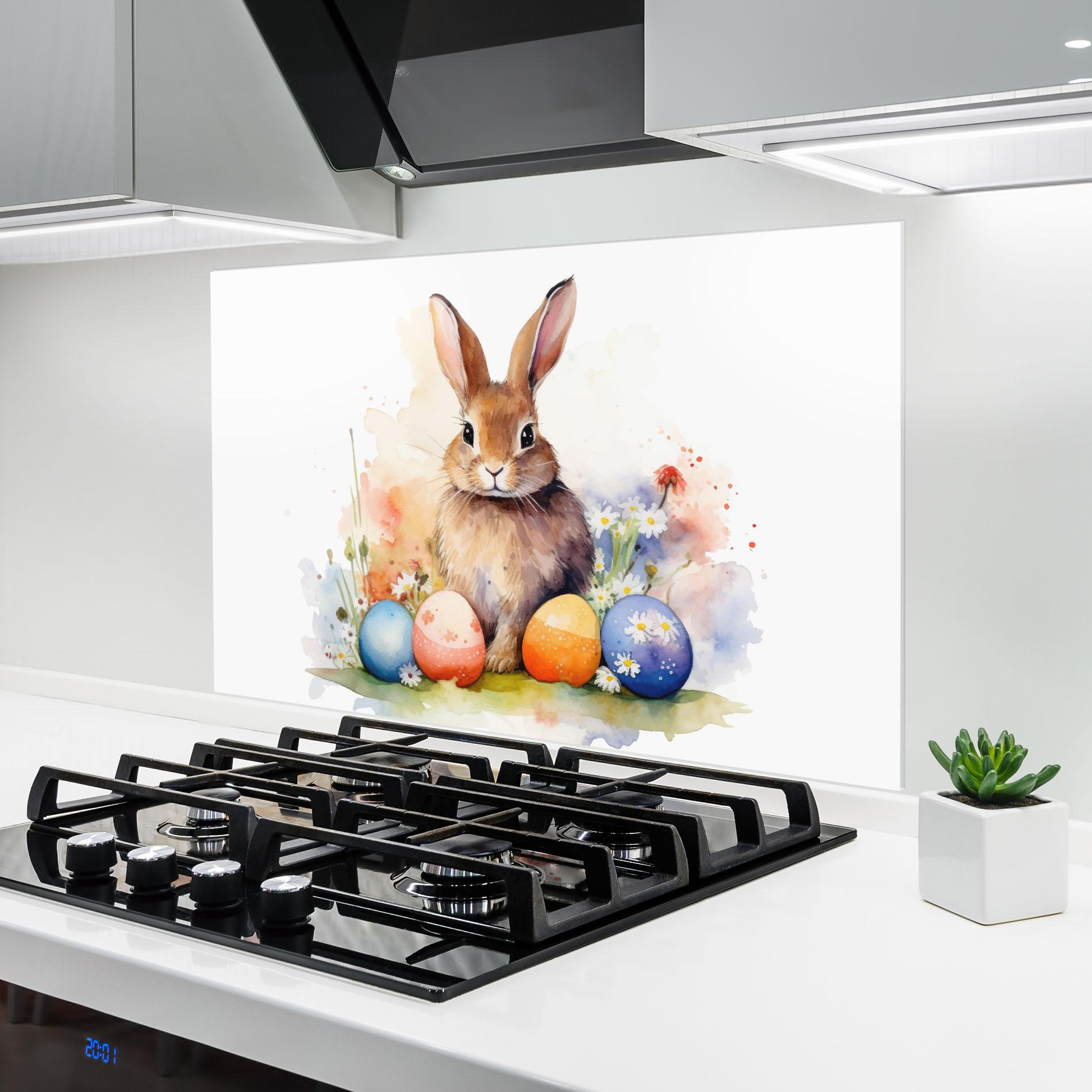 Konyhai üveg hátfal Rabbit Easter Art mockup 6