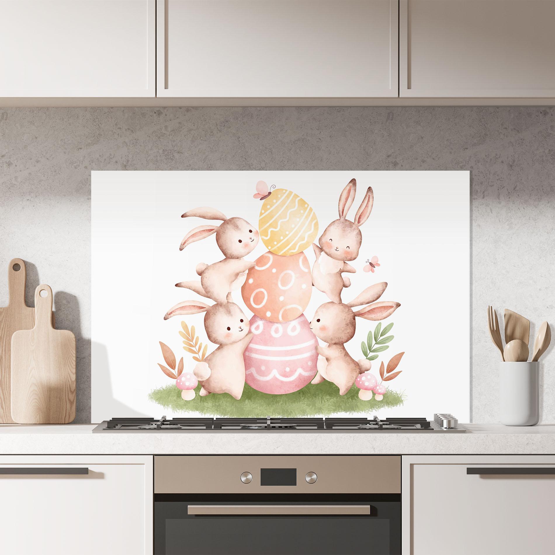 Konyhai üveg hátfal Bunny Playing mockup 7