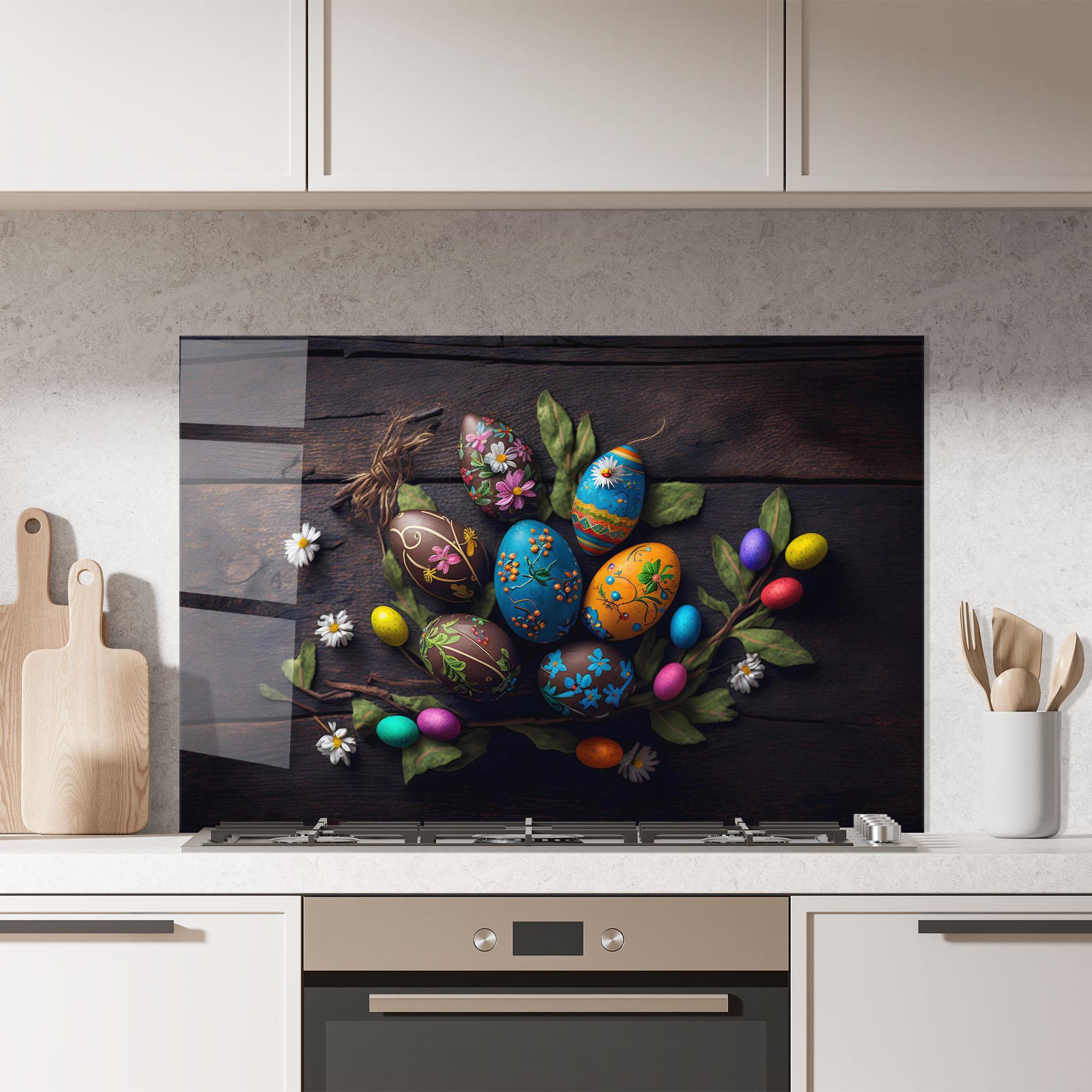 Konyhai üveg hátfal Colorful Easter Decarations mockup 7