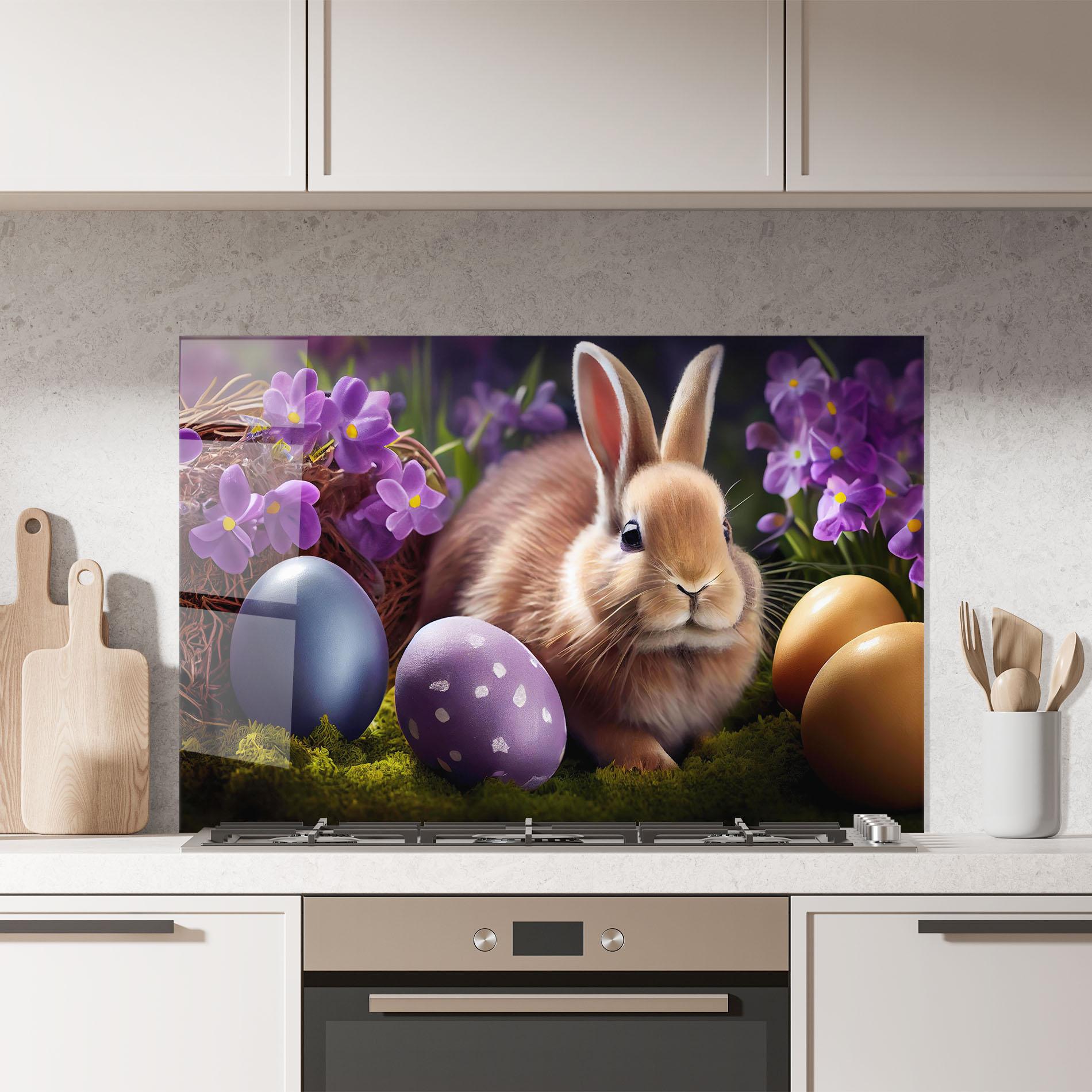 Konyhai üveg hátfal Cute Easter Rabbit mockup 7