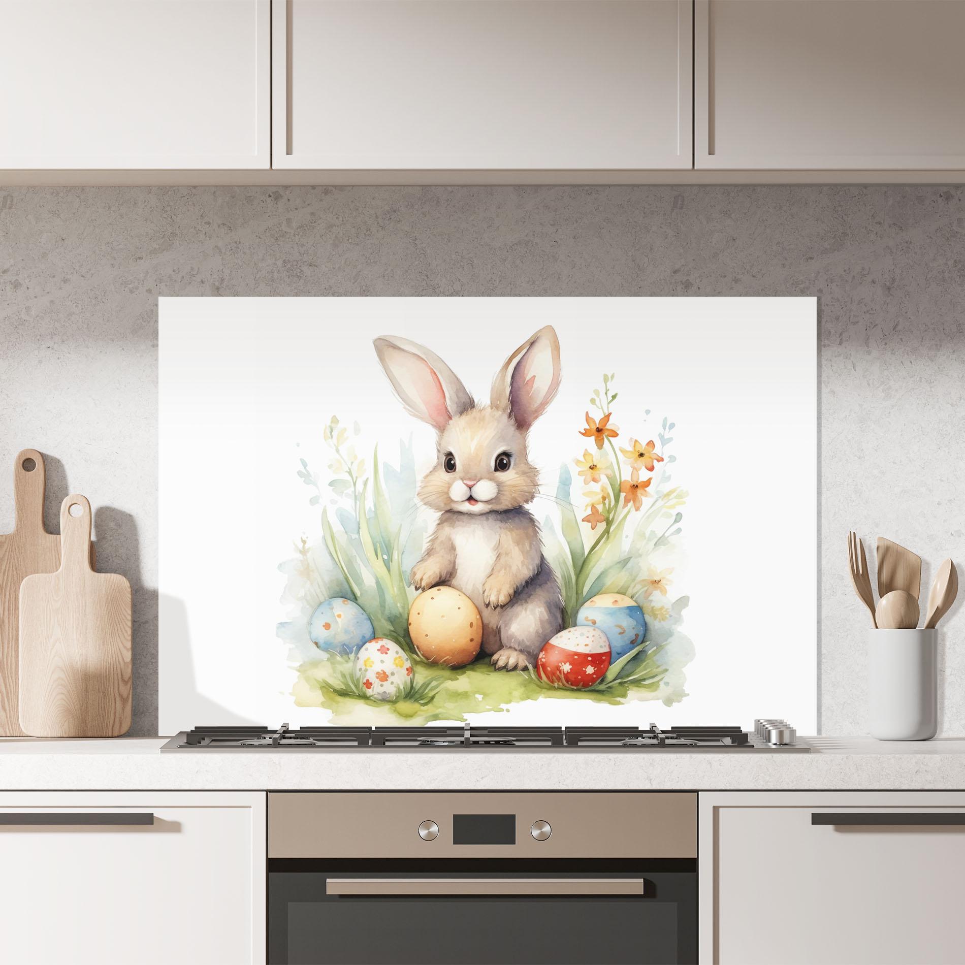 Konyhai üveg hátfal Cute Happy Bunny mockup 7