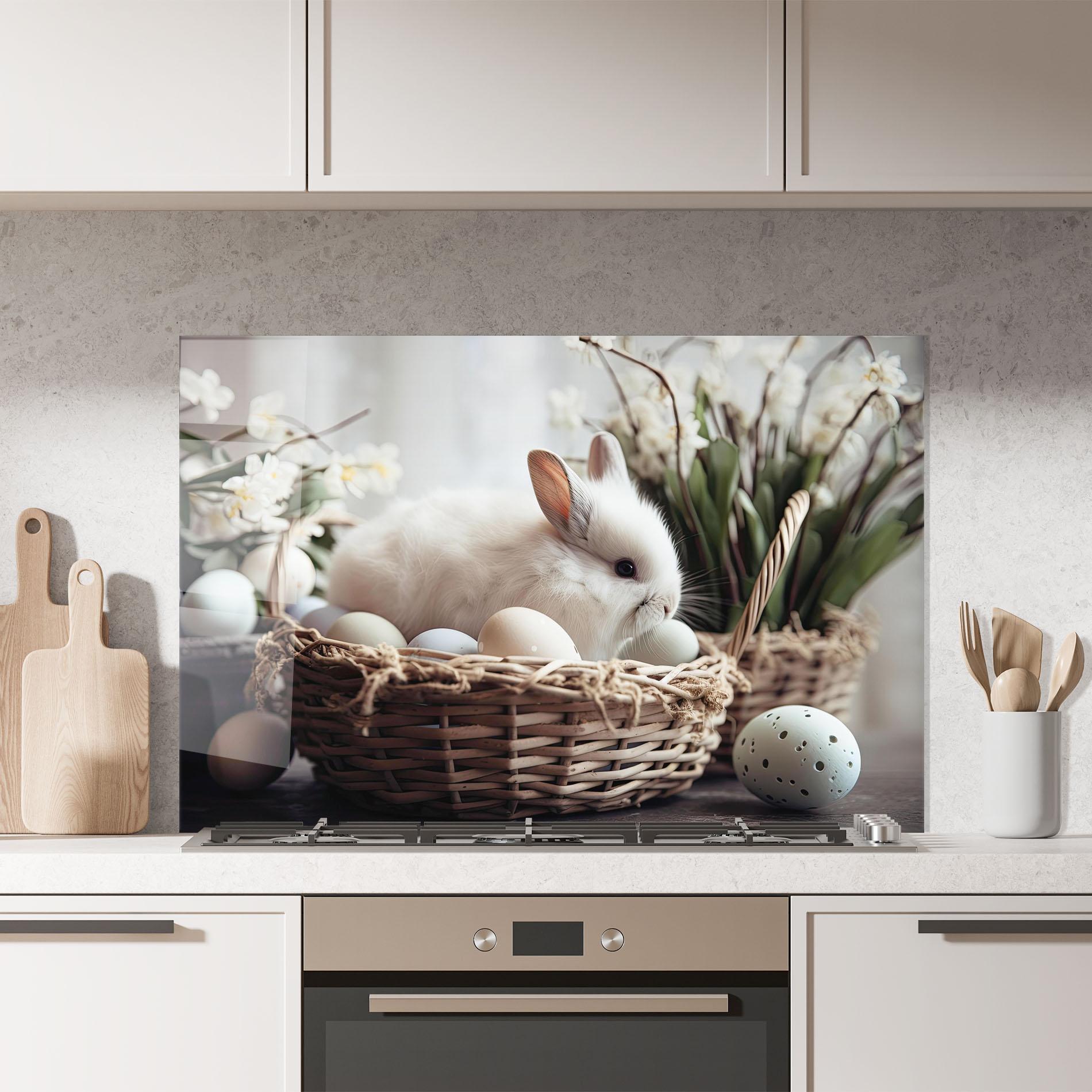 Konyhai üveg hátfal Cute White Easter Eggs mockup 7