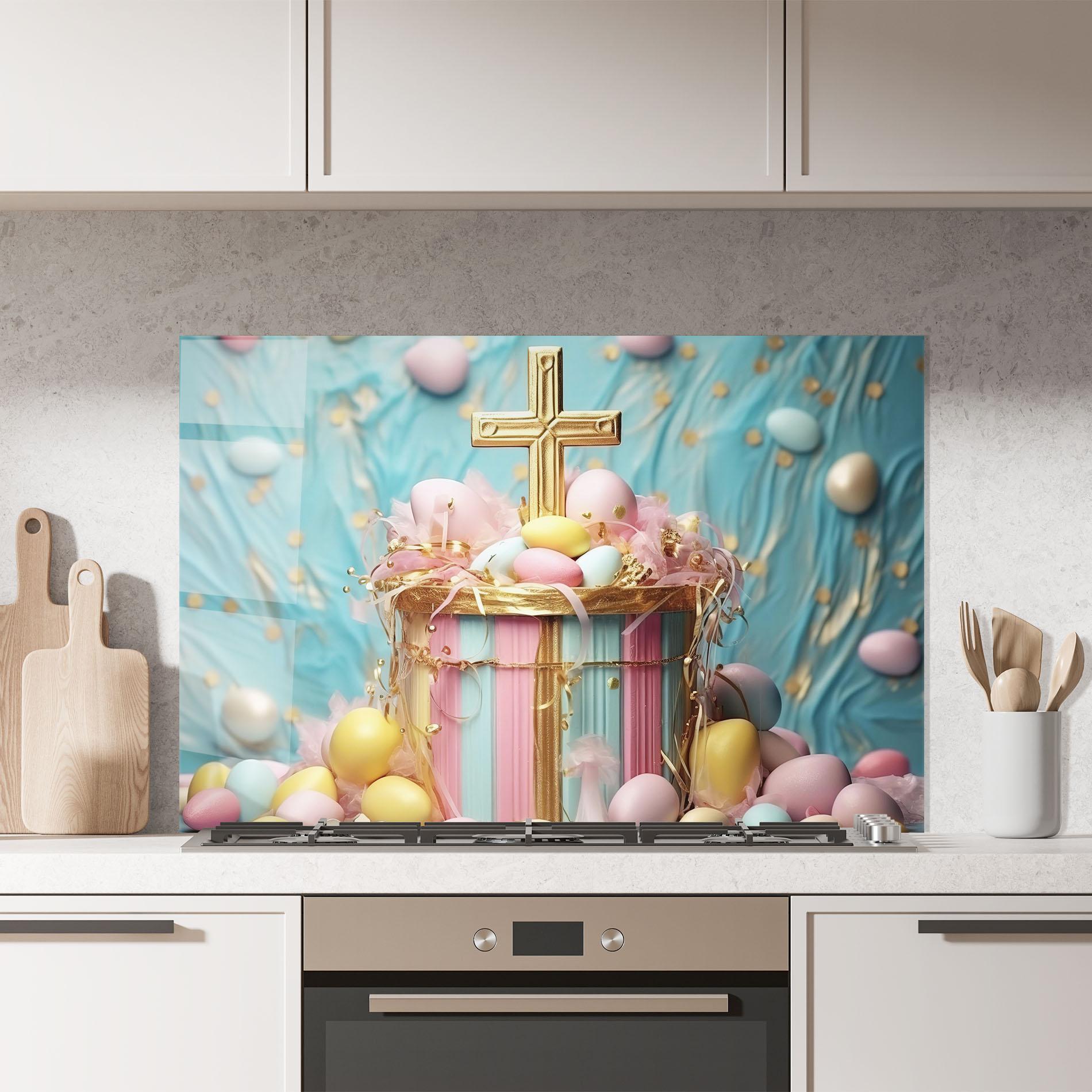Konyhai üveg hátfal Easter Egg Decor mockup 7